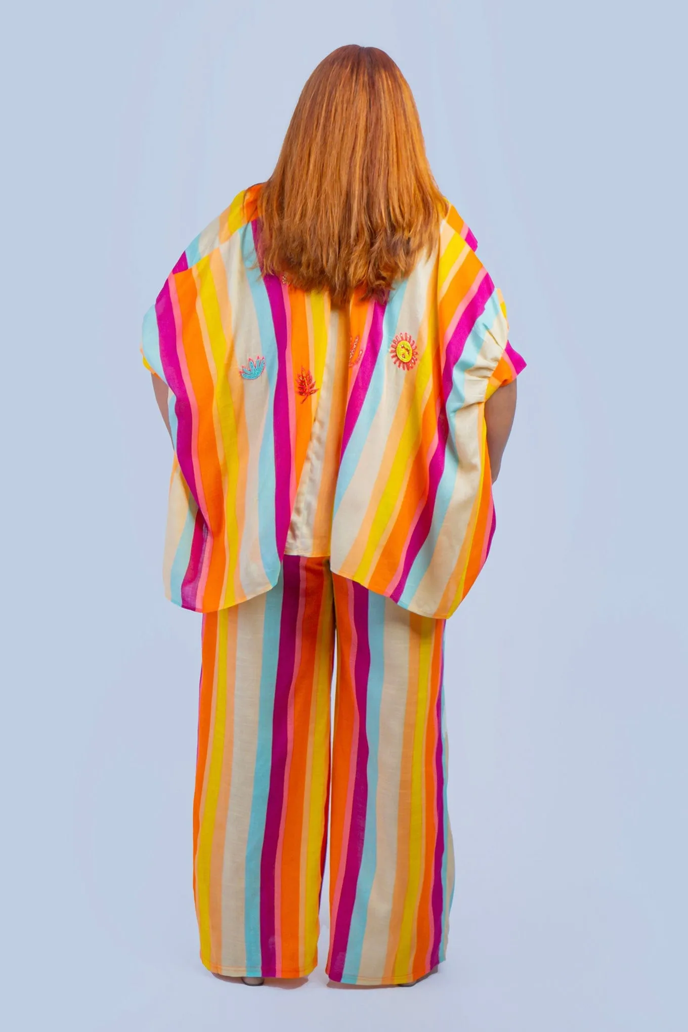 Multi Stripes Beaded Western Top