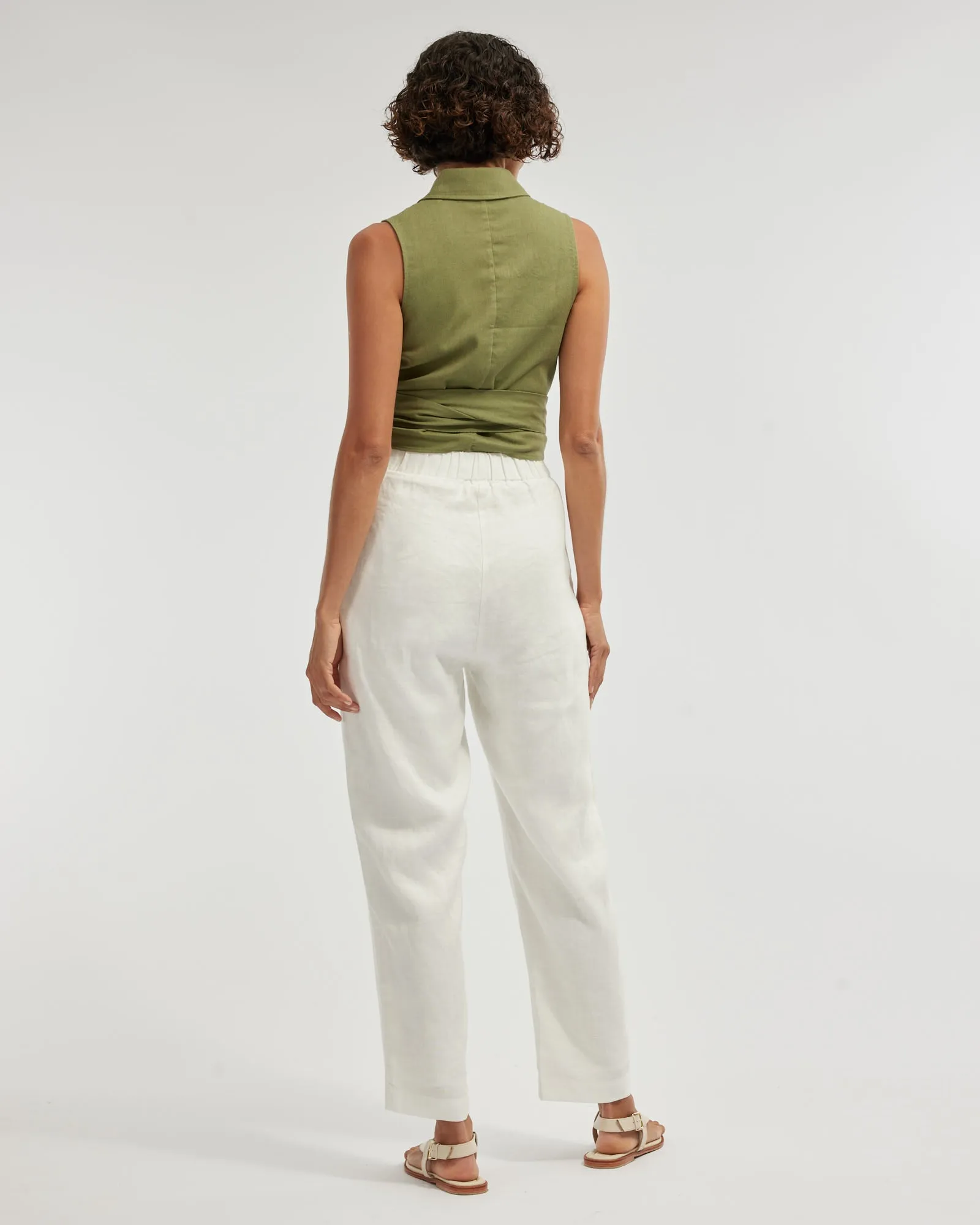 Naomi Wrap Crop Shirt - Olive