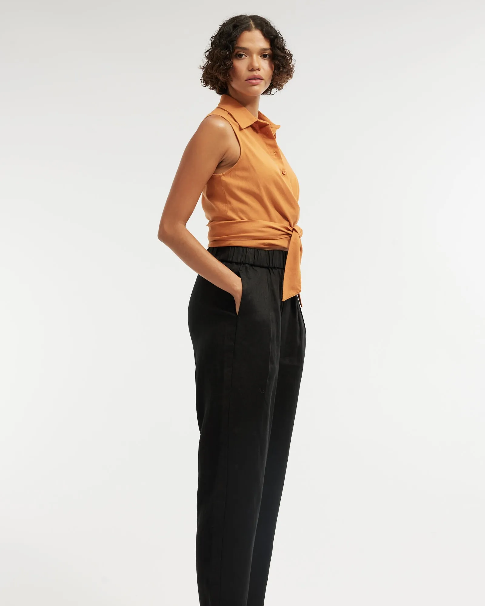 Naomi Wrap Crop Shirt - Rust