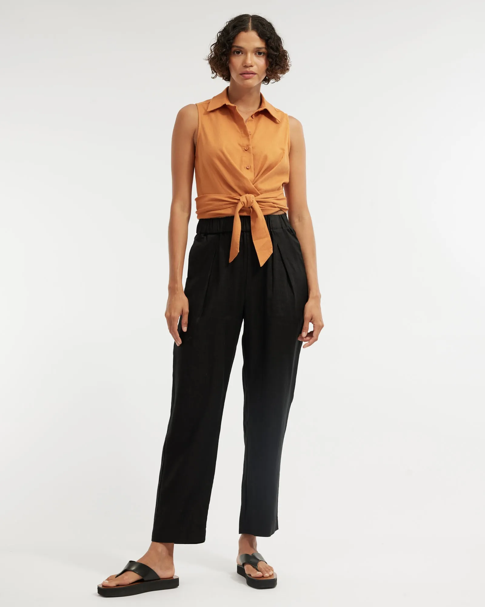Naomi Wrap Crop Shirt - Rust