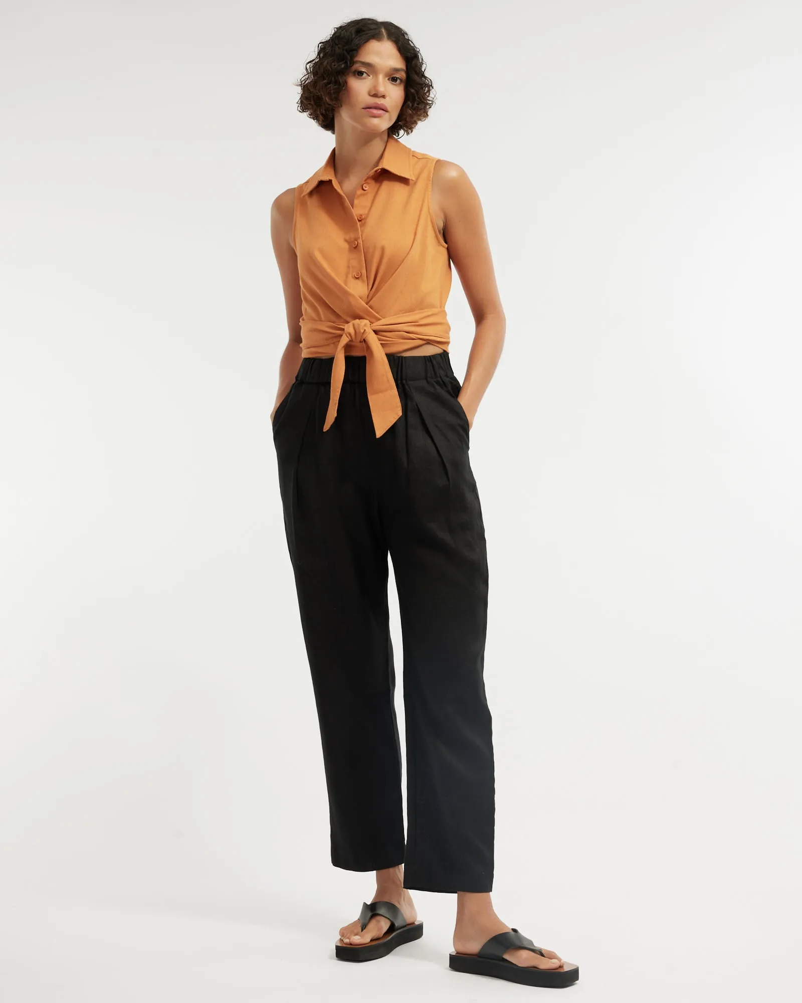 Naomi Wrap Crop Shirt - Rust