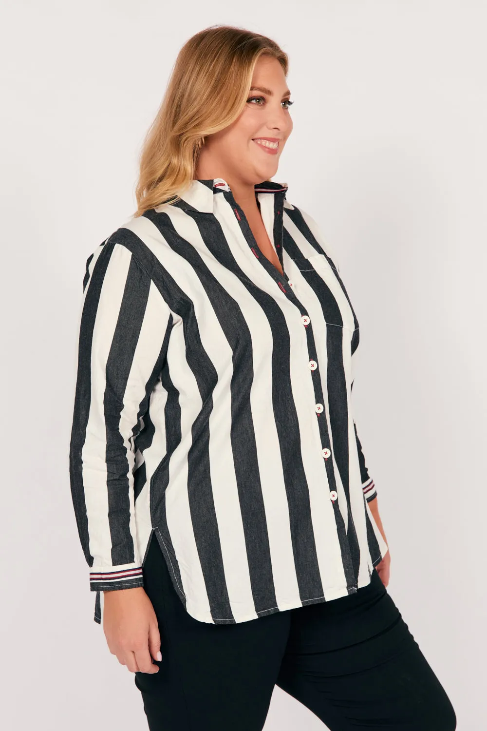 Natalia Oversized Shirt in Harbour Lines