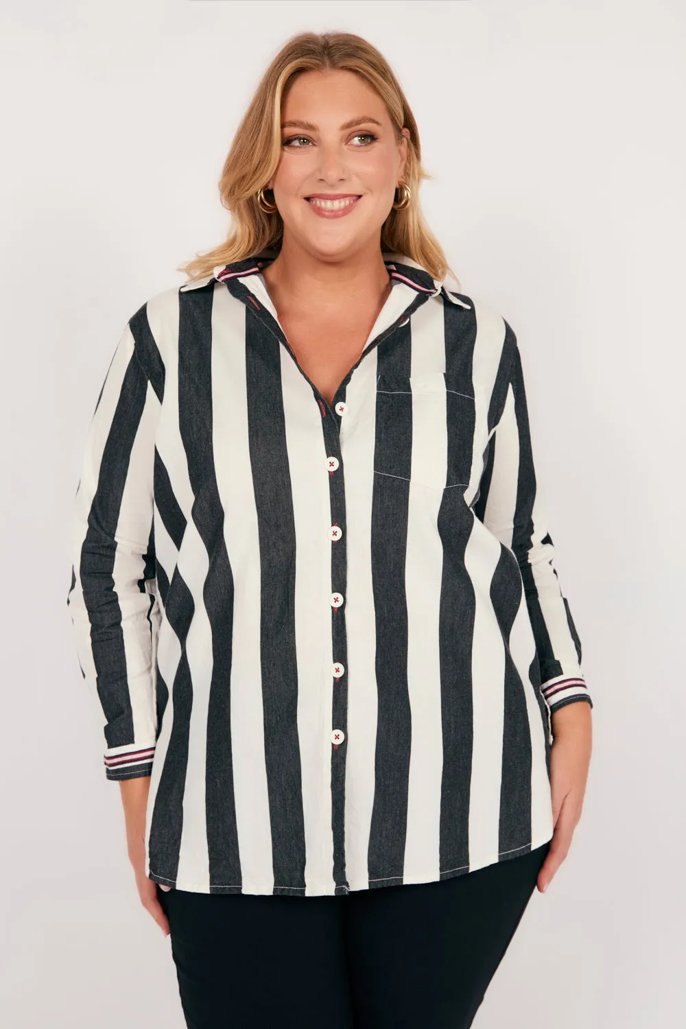 Natalia Oversized Shirt in Harbour Lines
