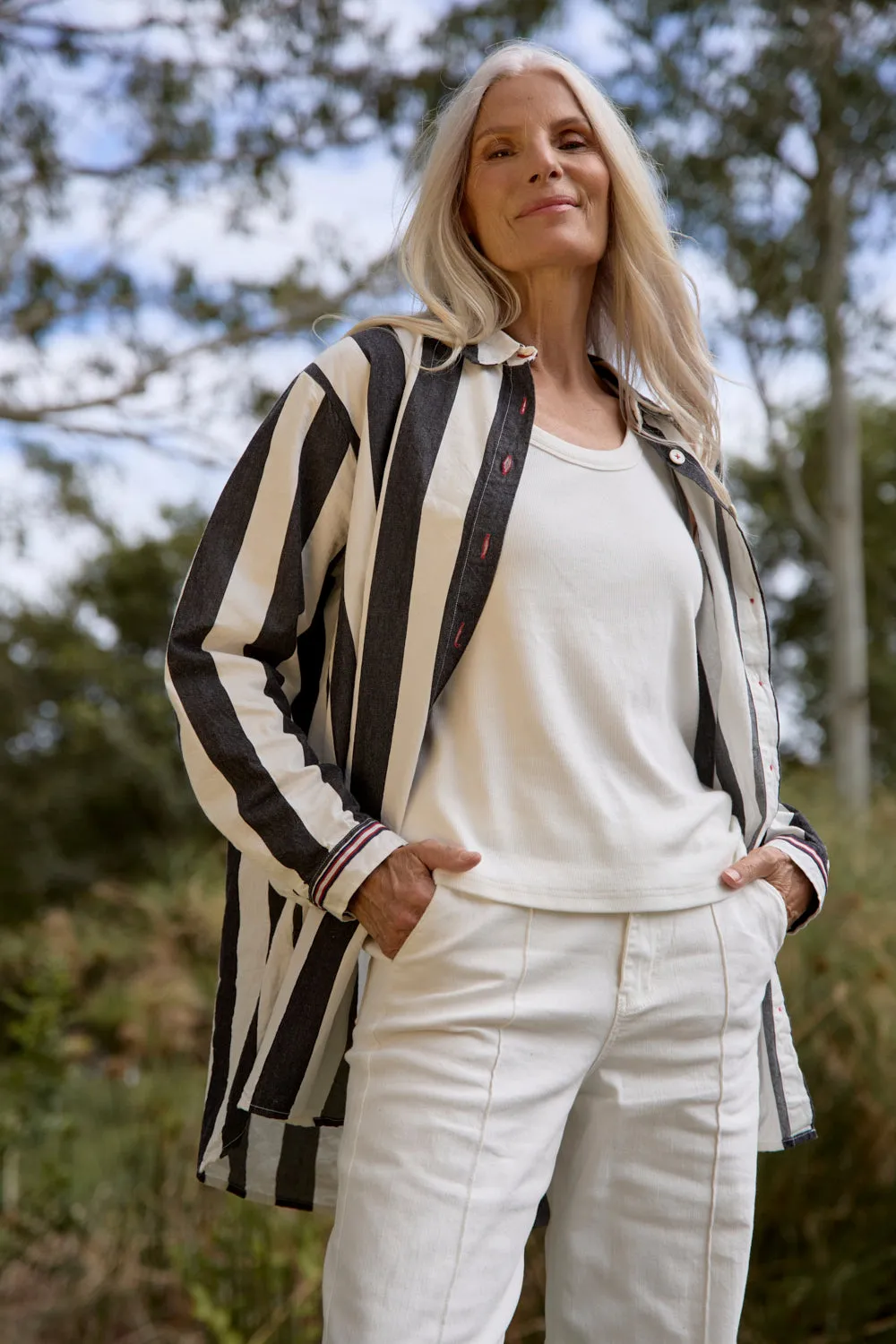 Natalia Oversized Shirt in Harbour Lines