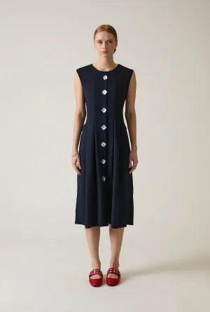 Navy Pocket Midi Dress