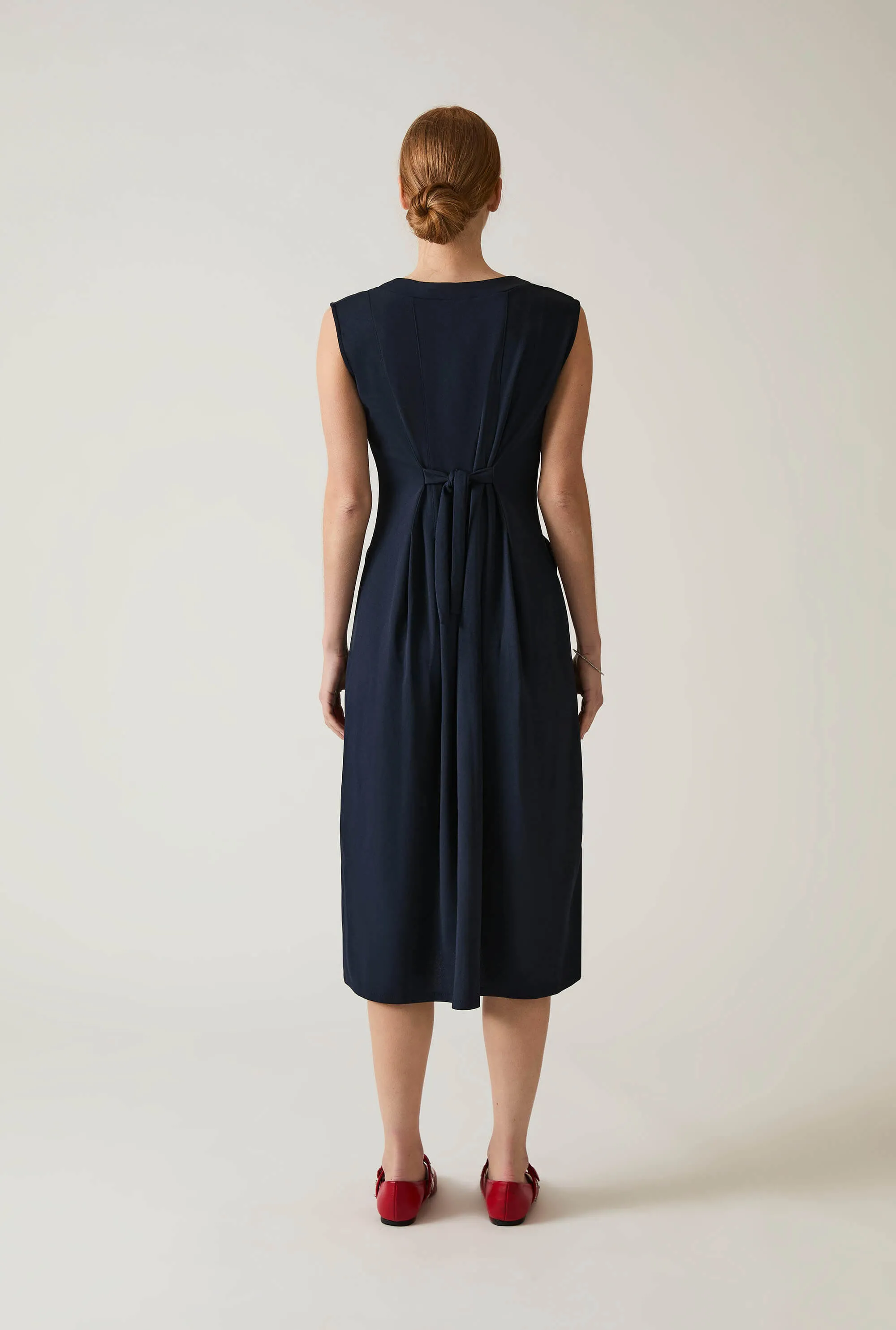 Navy Pocket Midi Dress