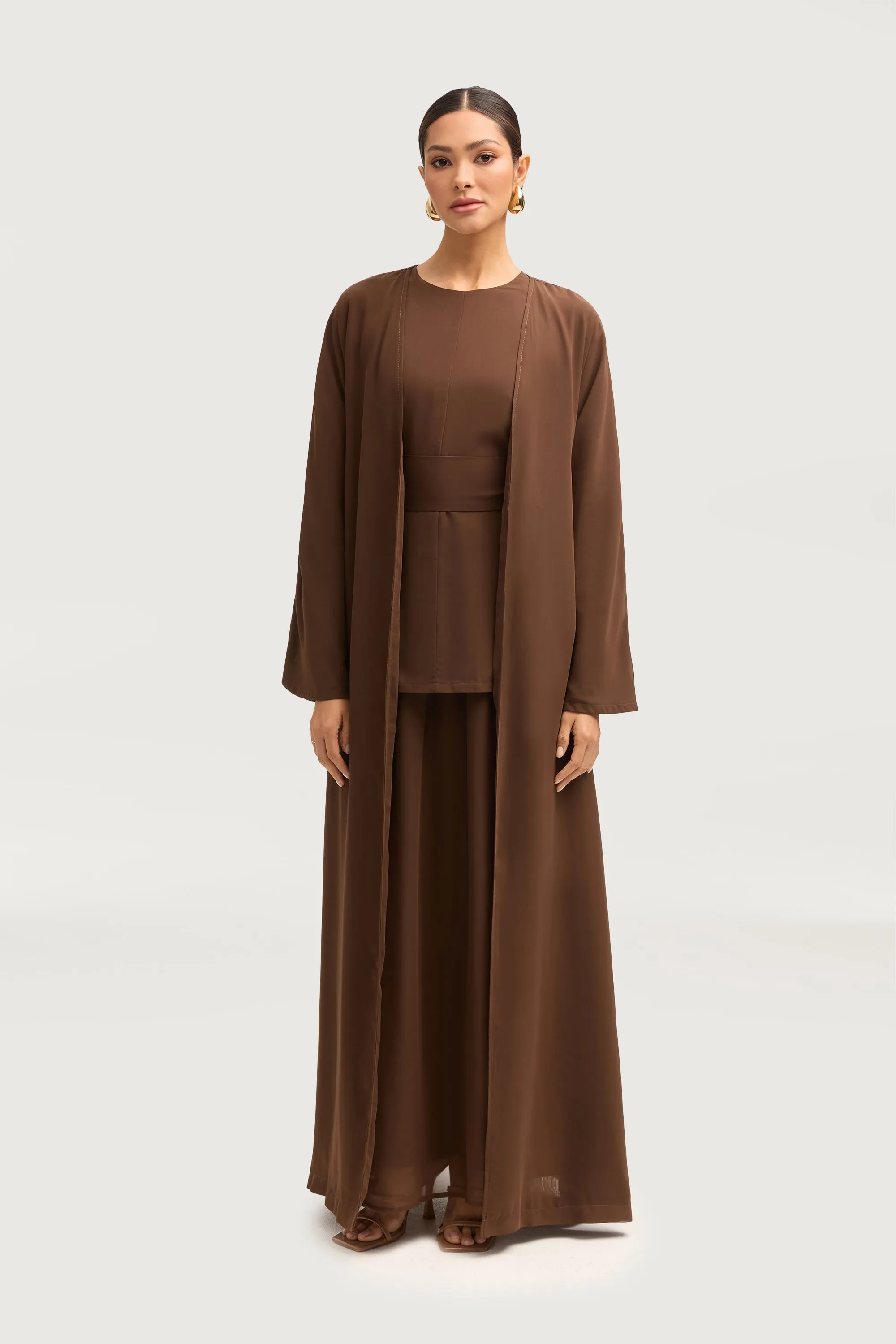 Nevene Open Abaya - Espresso