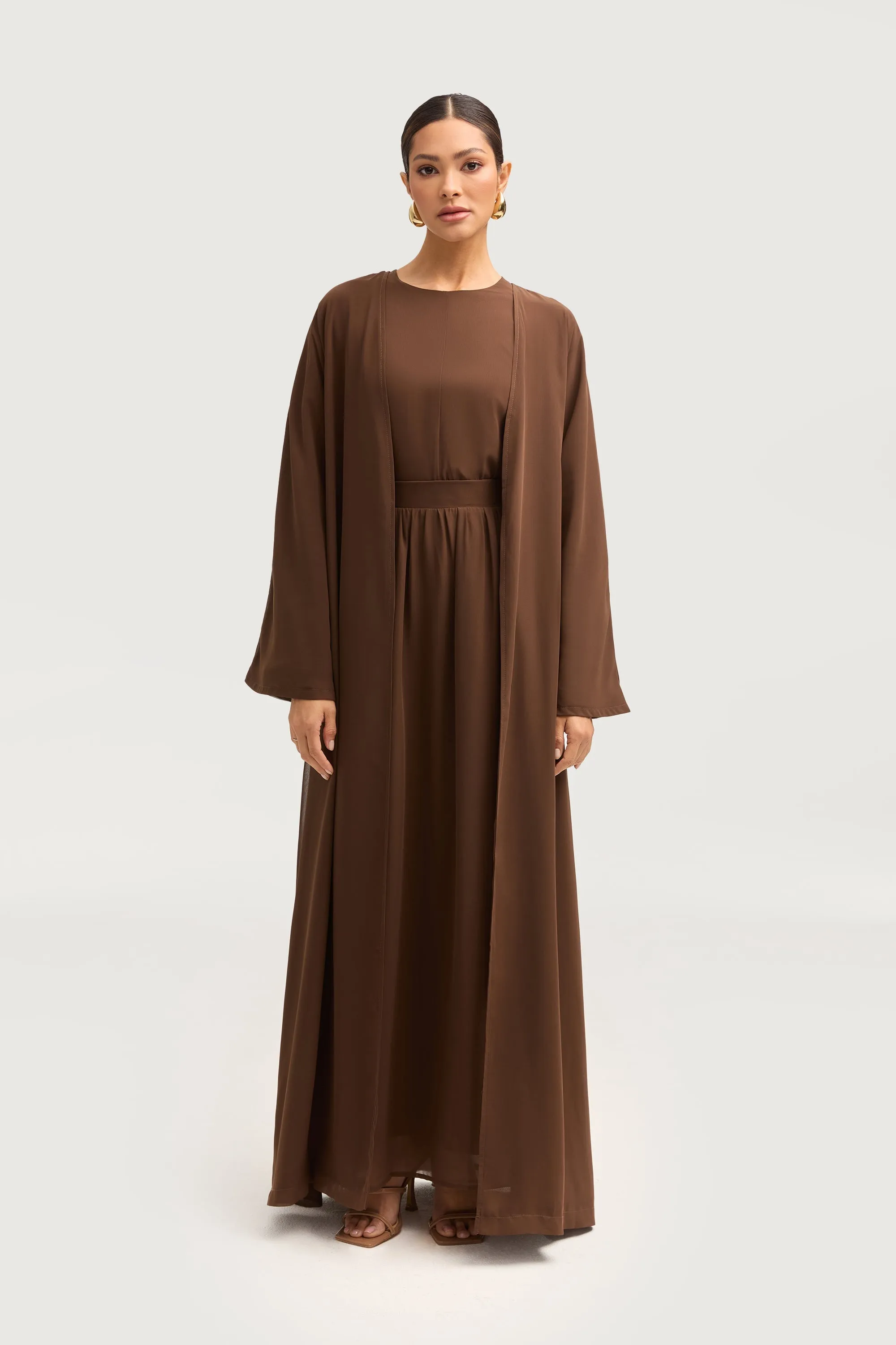 Nevene Open Abaya - Espresso