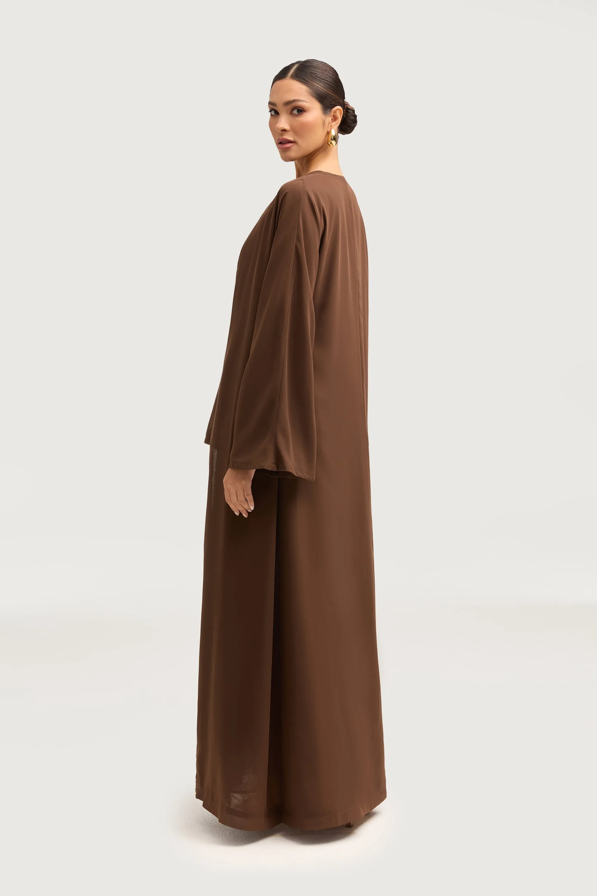 Nevene Open Abaya - Espresso