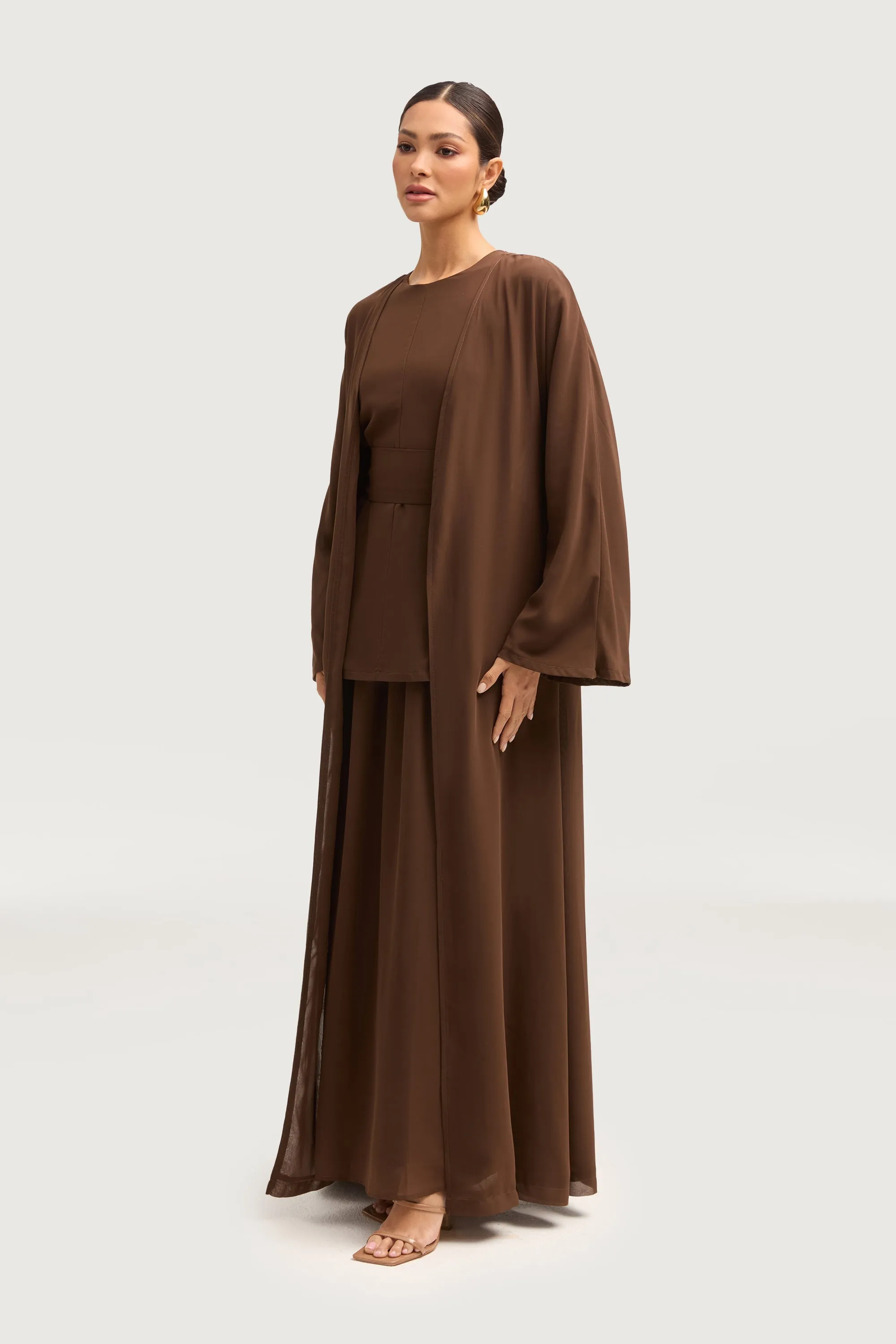 Nevene Open Abaya - Espresso