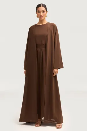 Nevene Open Abaya - Espresso