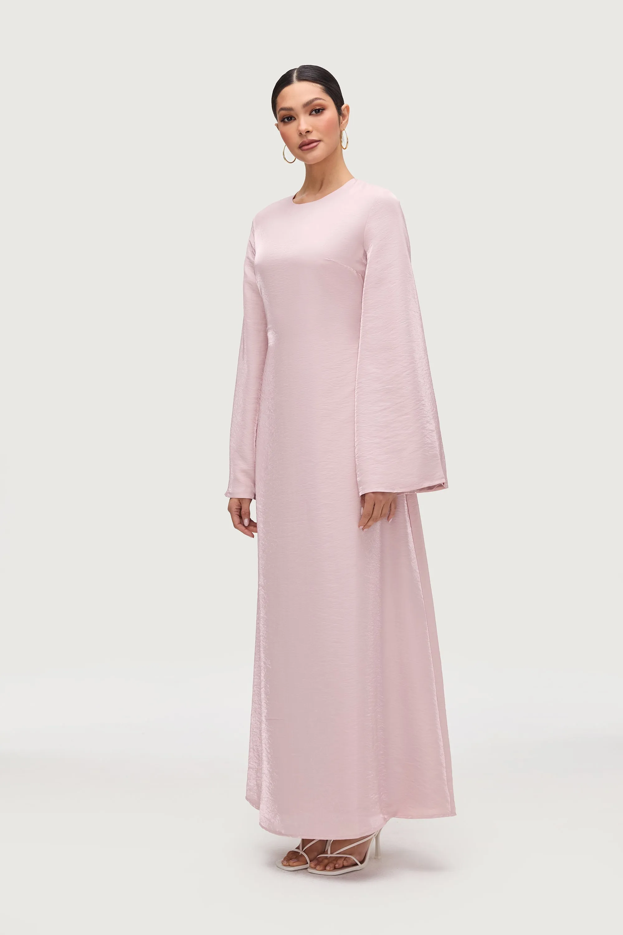 Nourhan Lace Up Back Maxi Dress - Pastel Pink