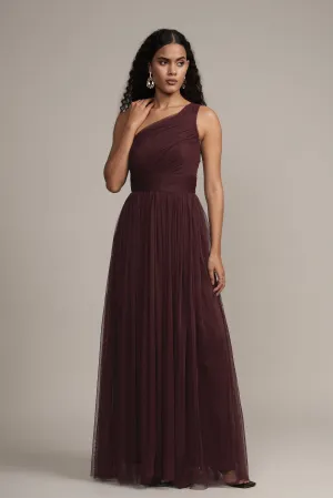 One Shoulder Maxi Dress in Plum