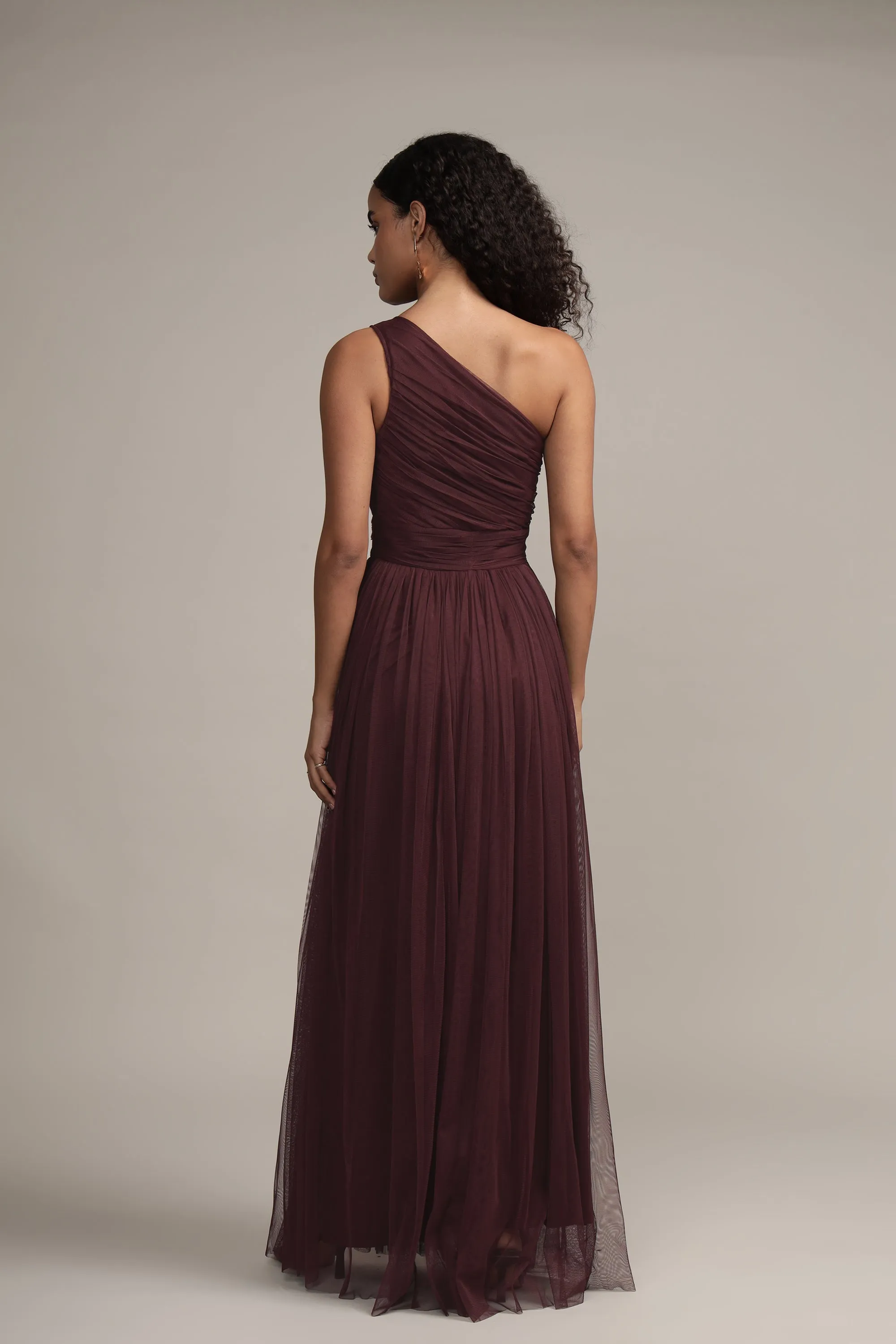 One Shoulder Maxi Dress in Plum