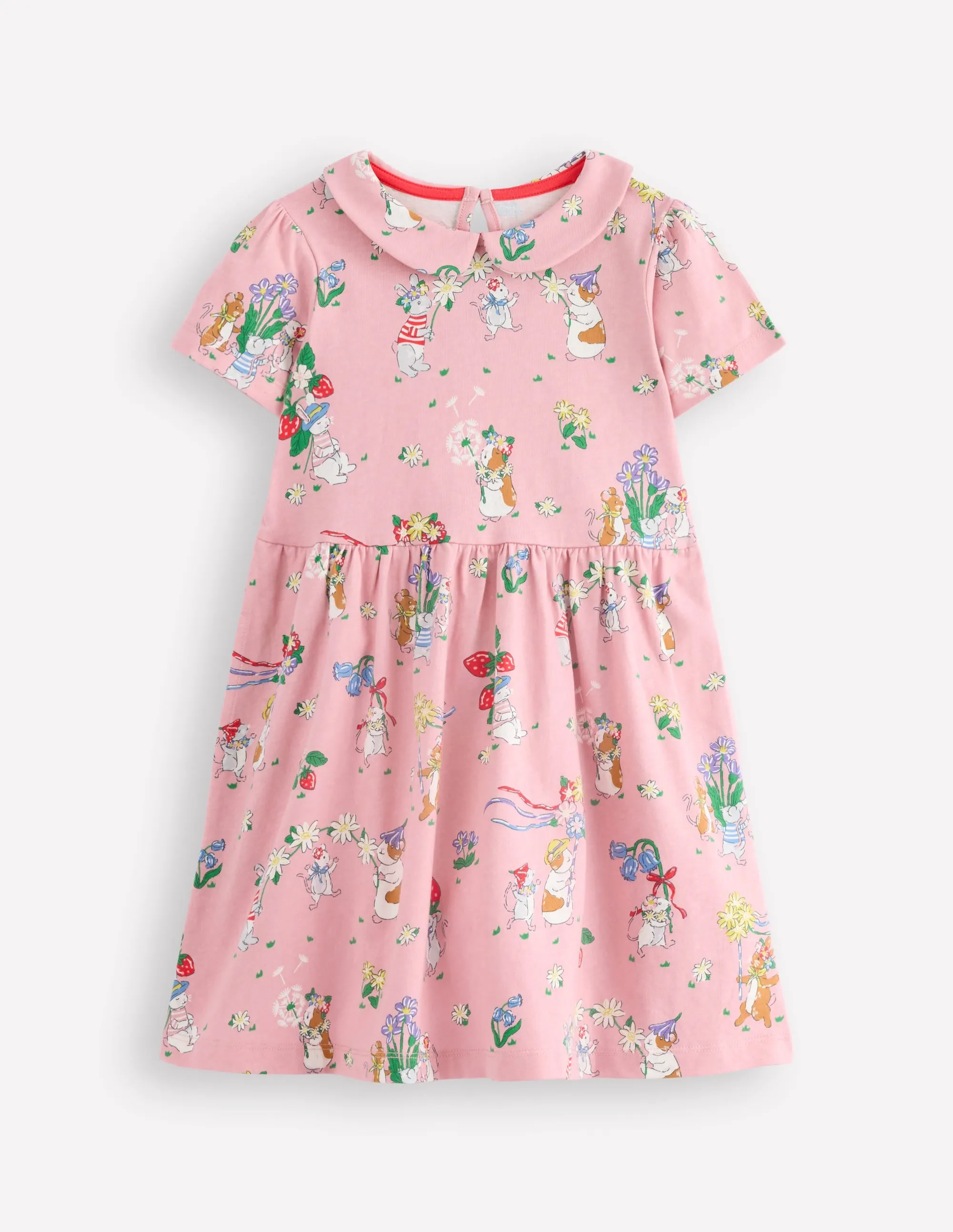 Peter Pan Collar Jersey Dress-Vintage Pink May Day