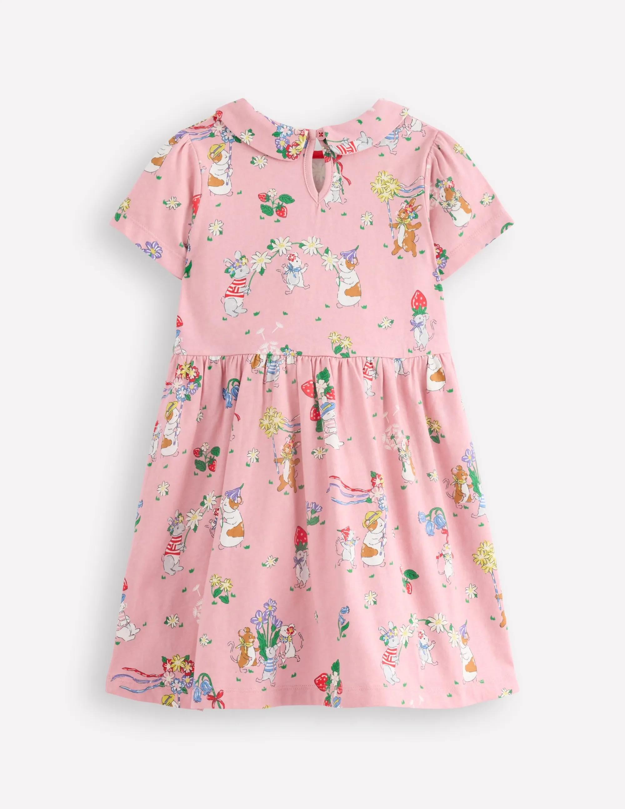 Peter Pan Collar Jersey Dress-Vintage Pink May Day