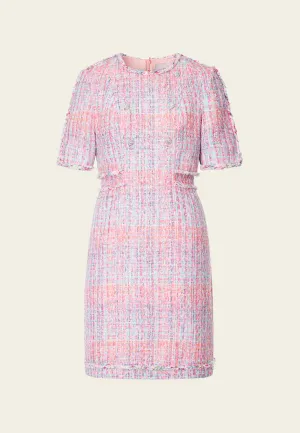 Pink Tweed Dress with Buttons