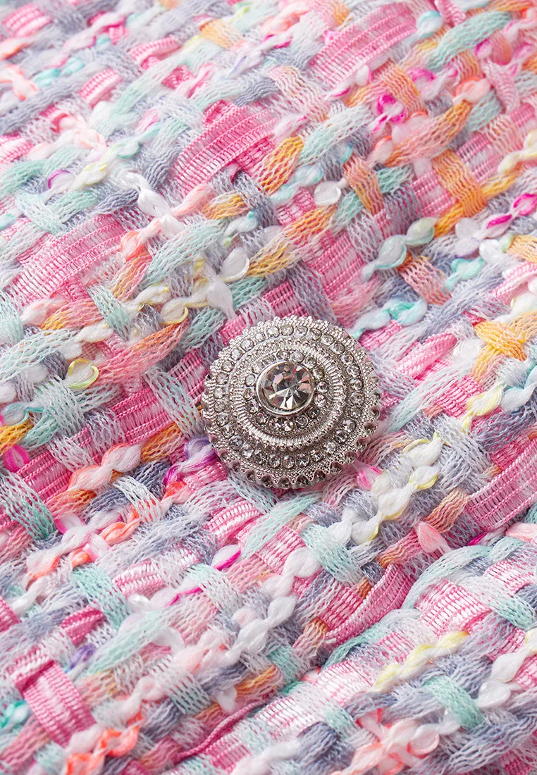Pink Tweed Dress with Buttons