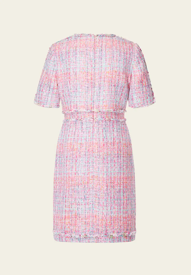 Pink Tweed Dress with Buttons
