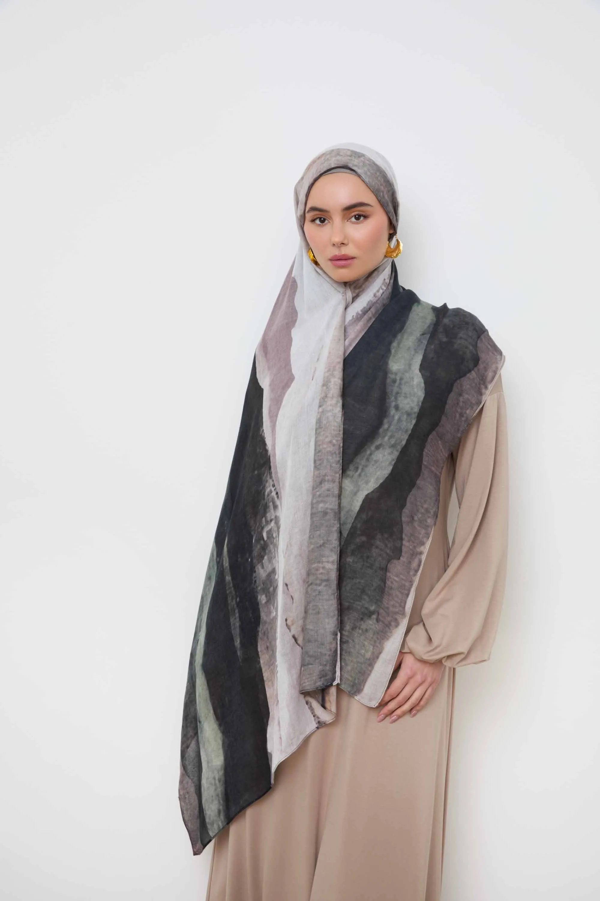 Printed Modal Hijab - Dune Sands