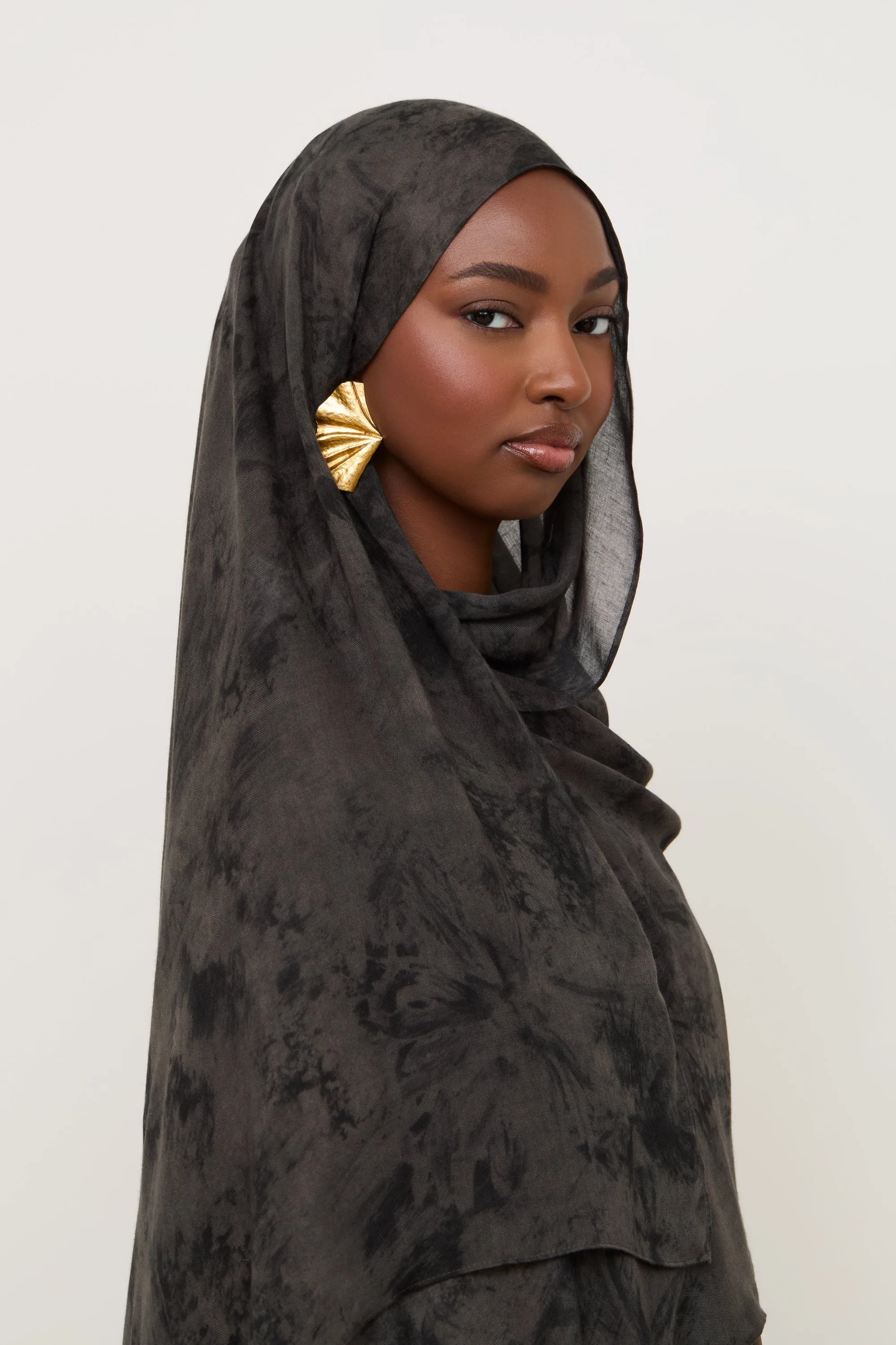 Printed Modal Hijab - Ebony Mist