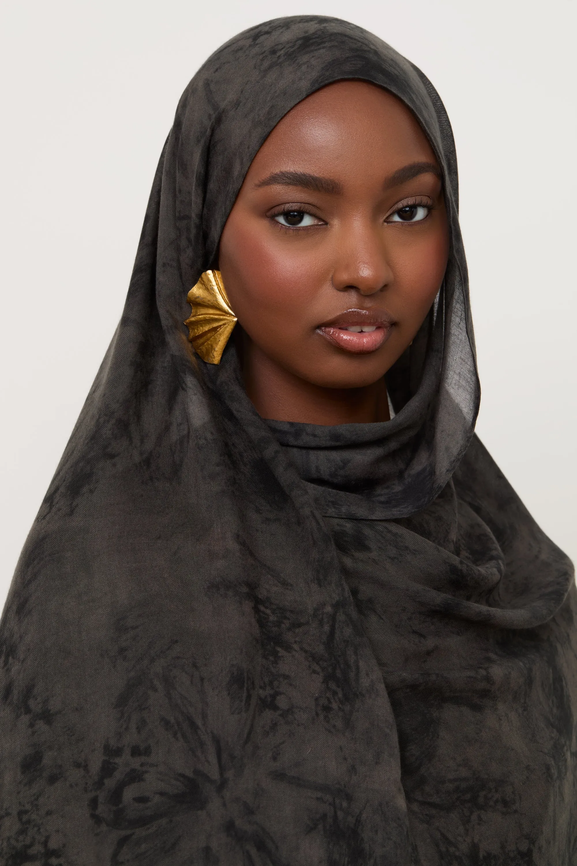 Printed Modal Hijab - Ebony Mist