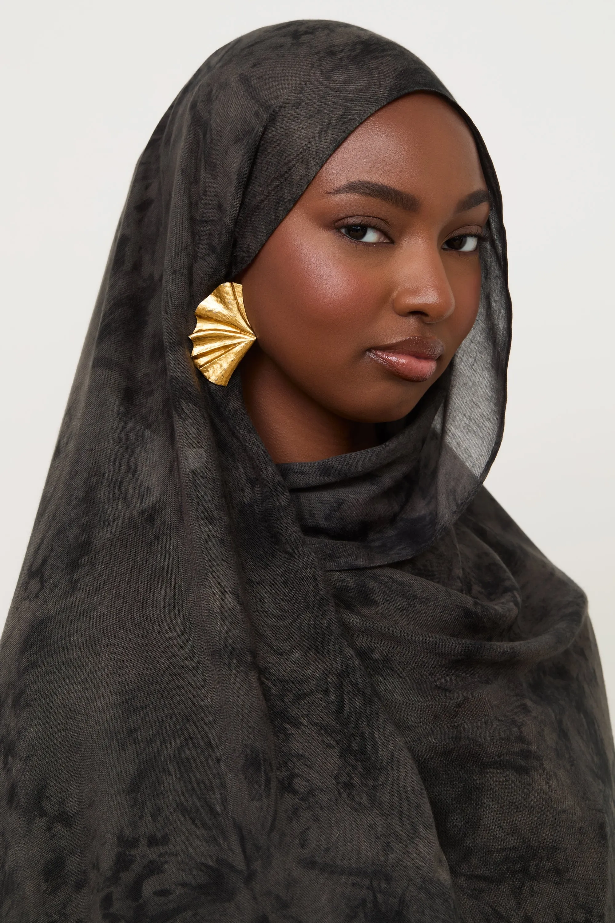 Printed Modal Hijab - Ebony Mist