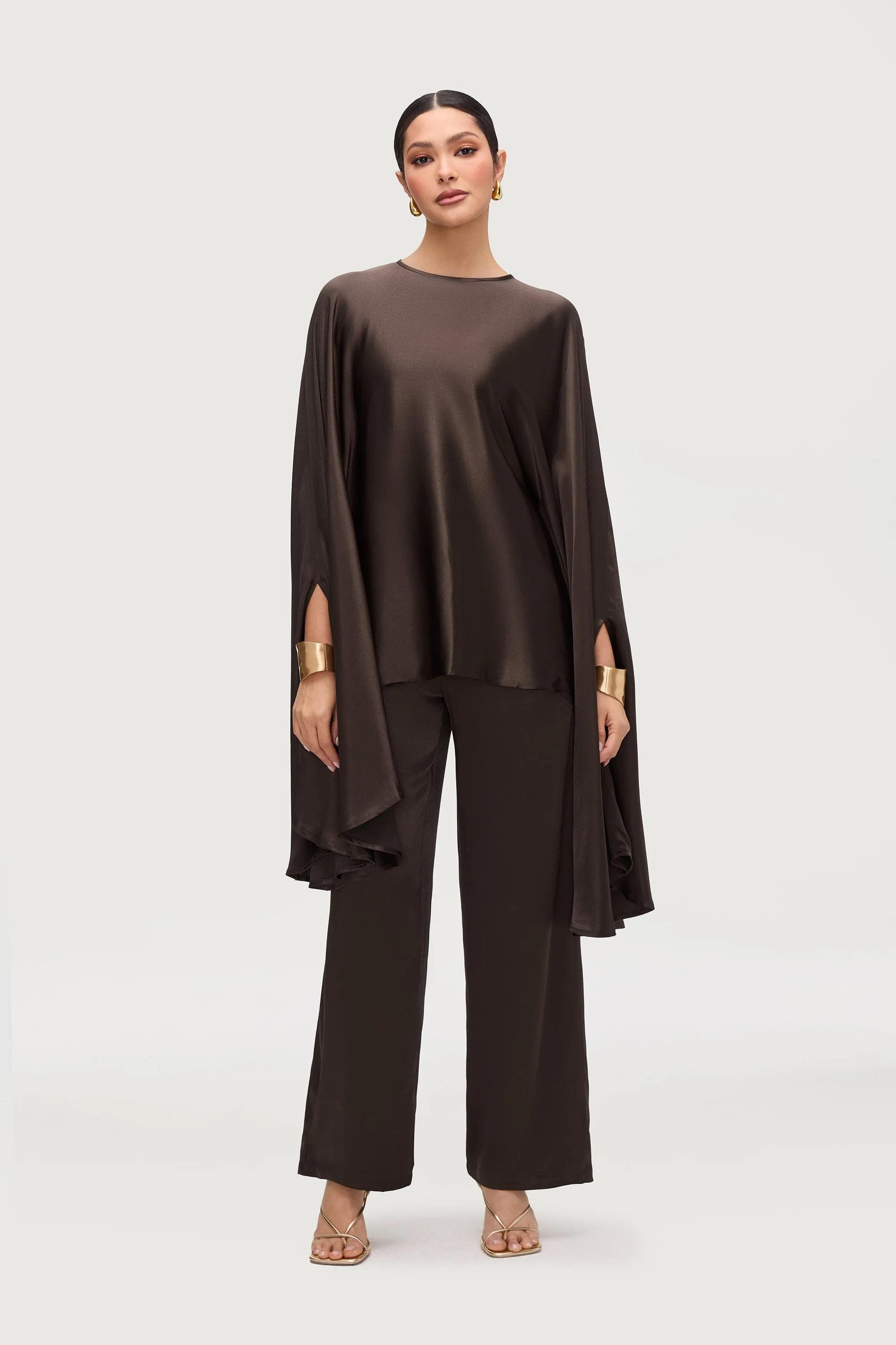 Razan Silk Inner Tie Top - Black Forest