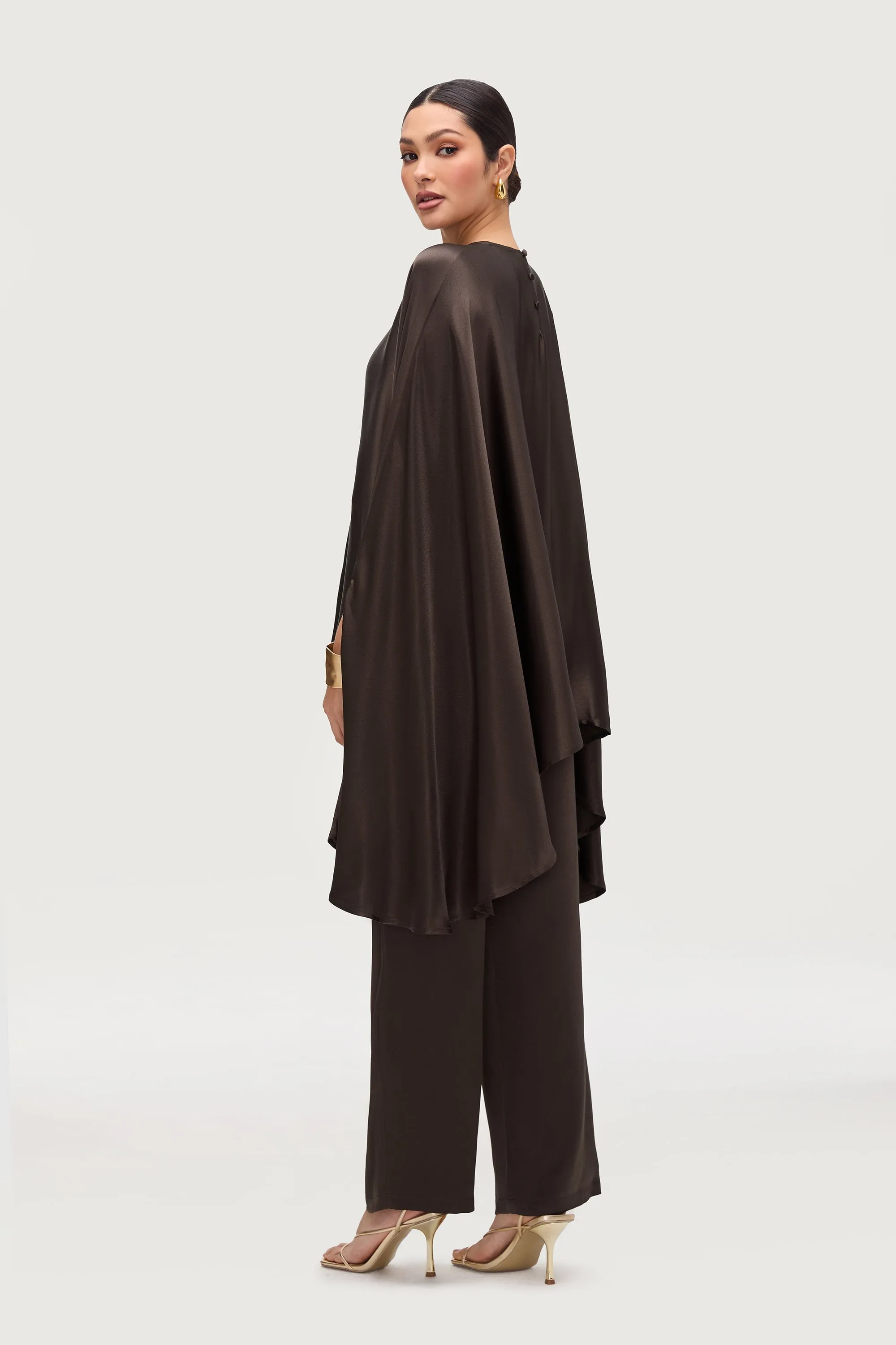 Razan Silk Inner Tie Top - Black Forest