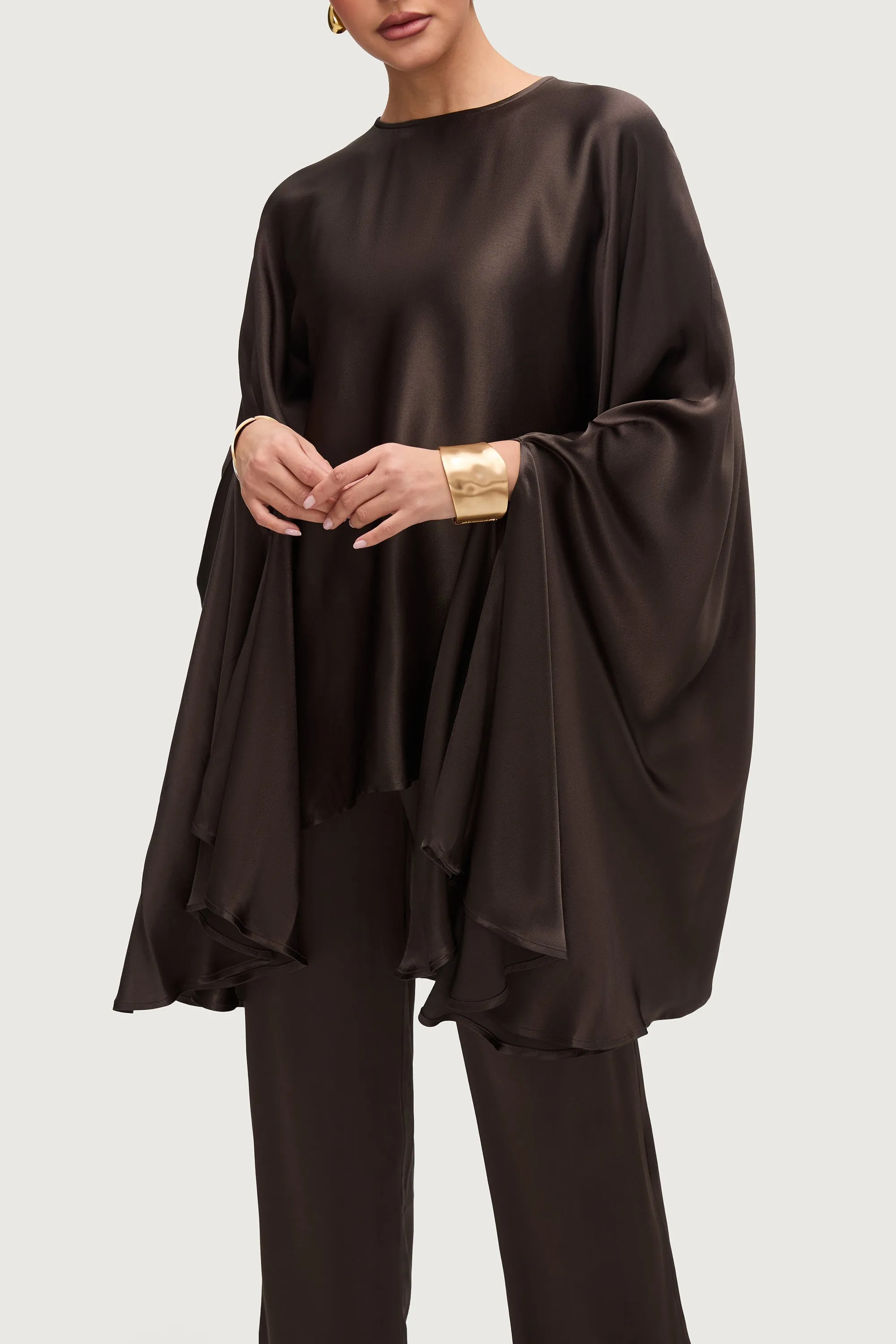 Razan Silk Inner Tie Top - Black Forest