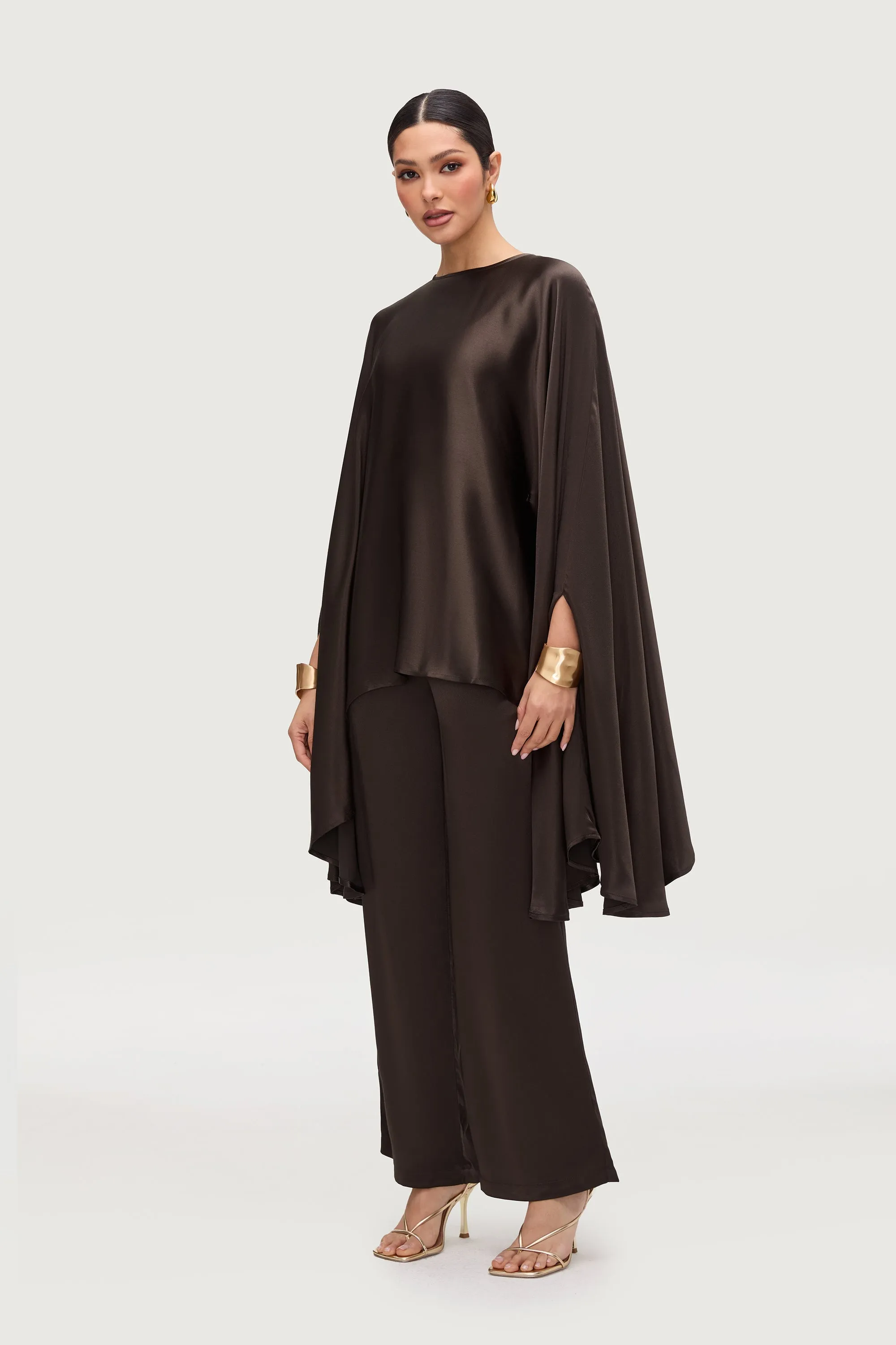 Razan Silk Inner Tie Top - Black Forest