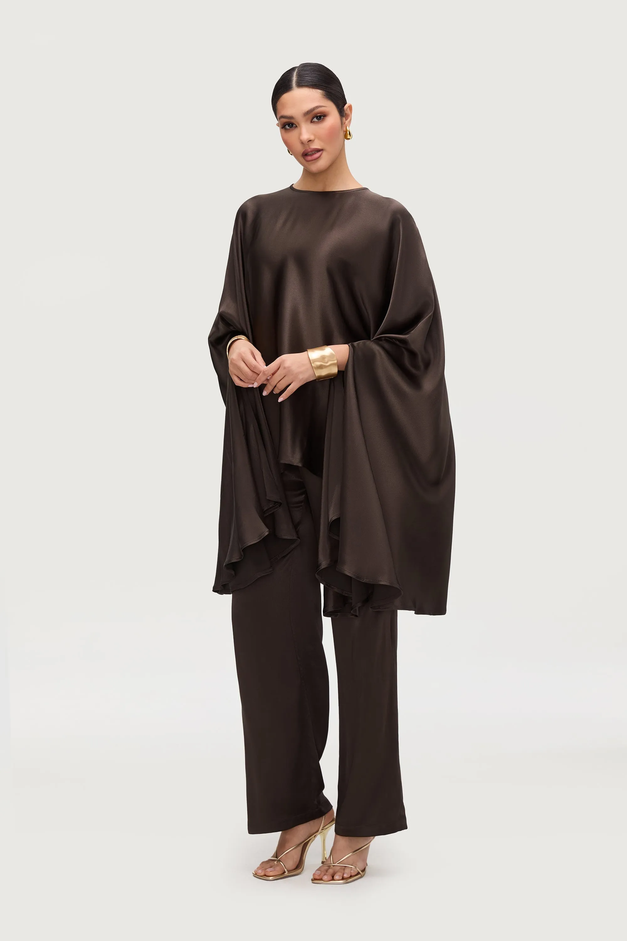Razan Silk Inner Tie Top - Black Forest