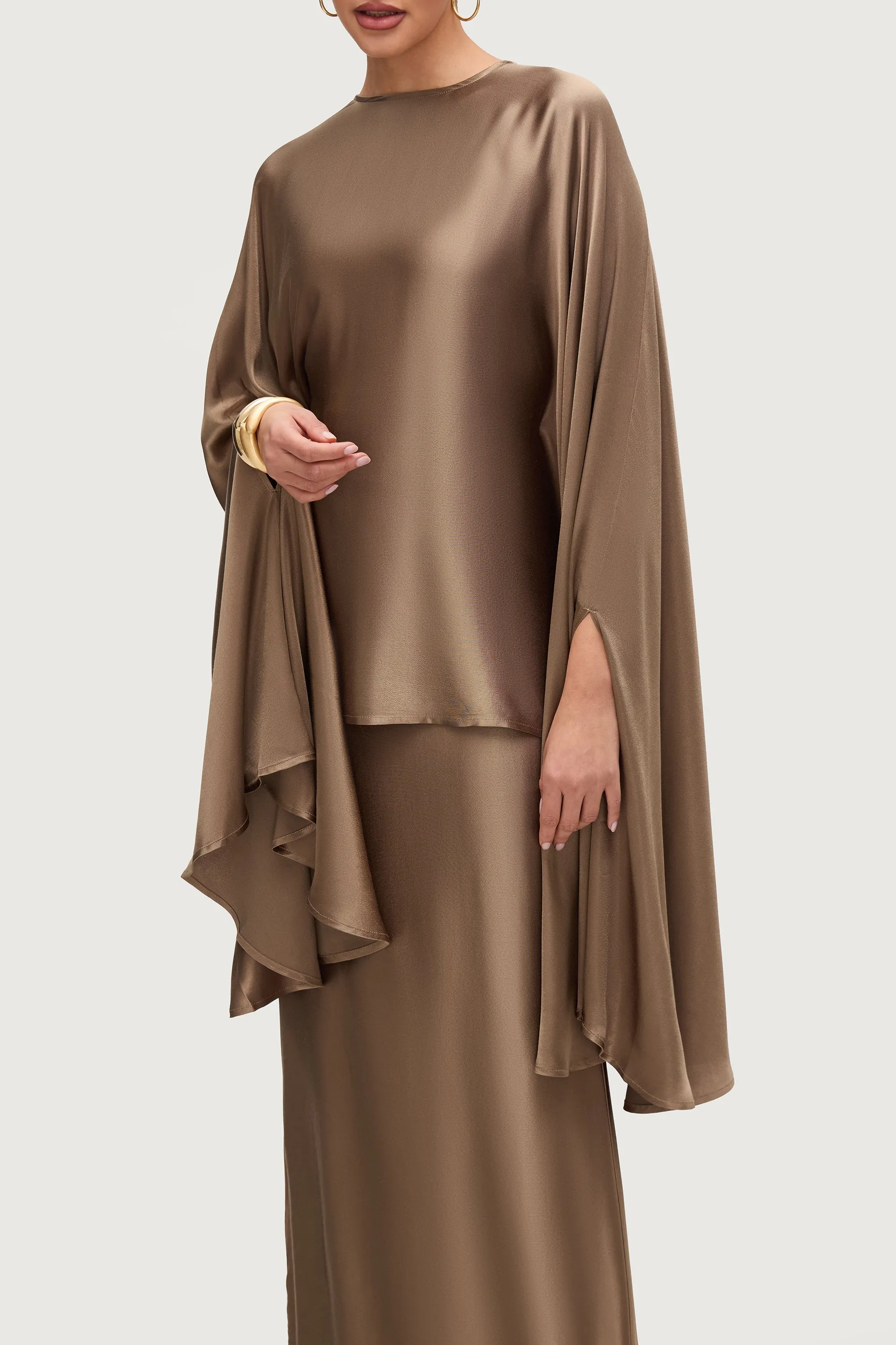Razan Silk Inner Tie Top - Desert Palm