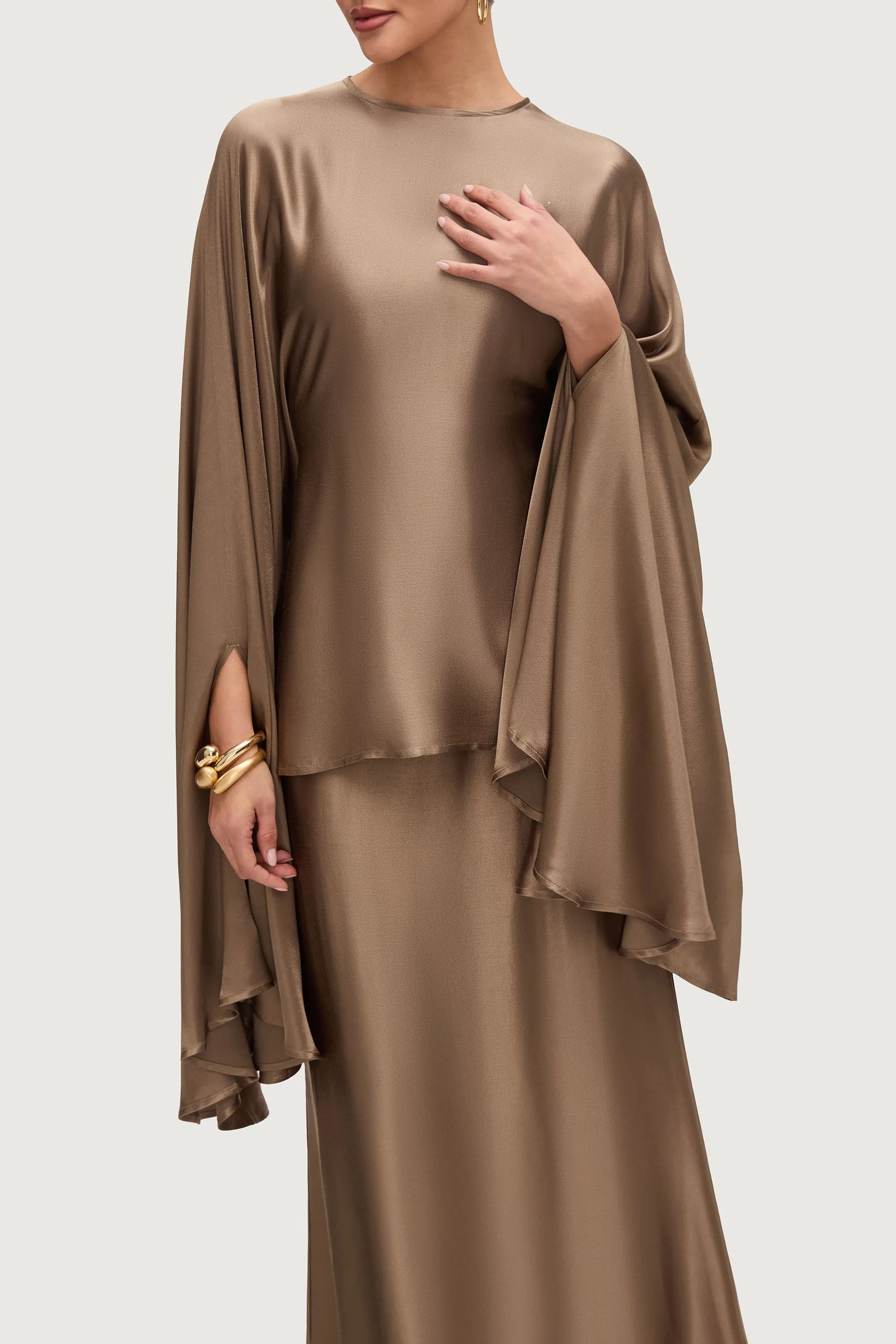 Razan Silk Inner Tie Top - Desert Palm