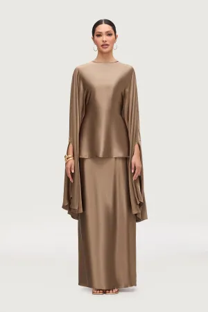 Razan Silk Inner Tie Top - Desert Palm