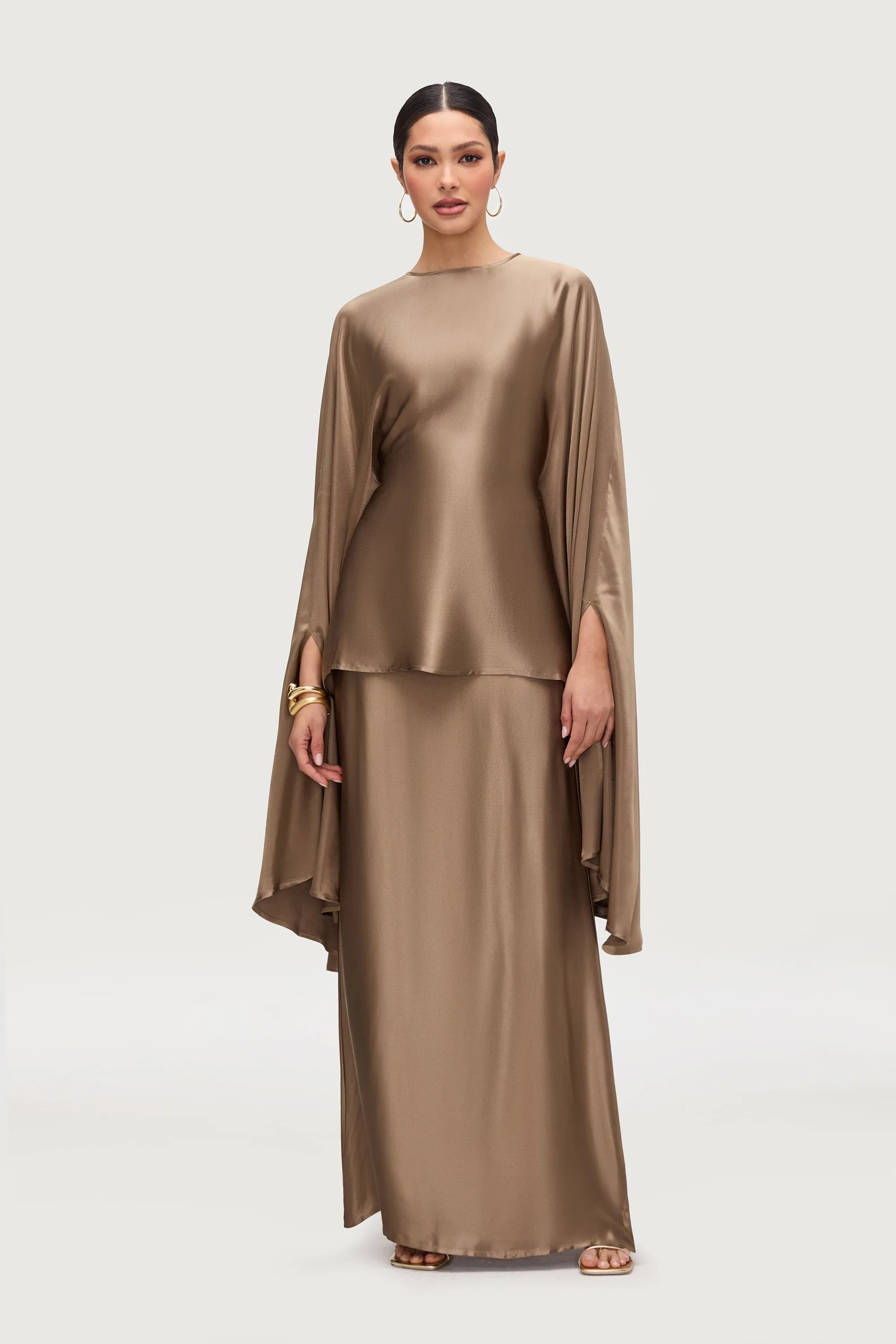 Razan Silk Inner Tie Top - Desert Palm