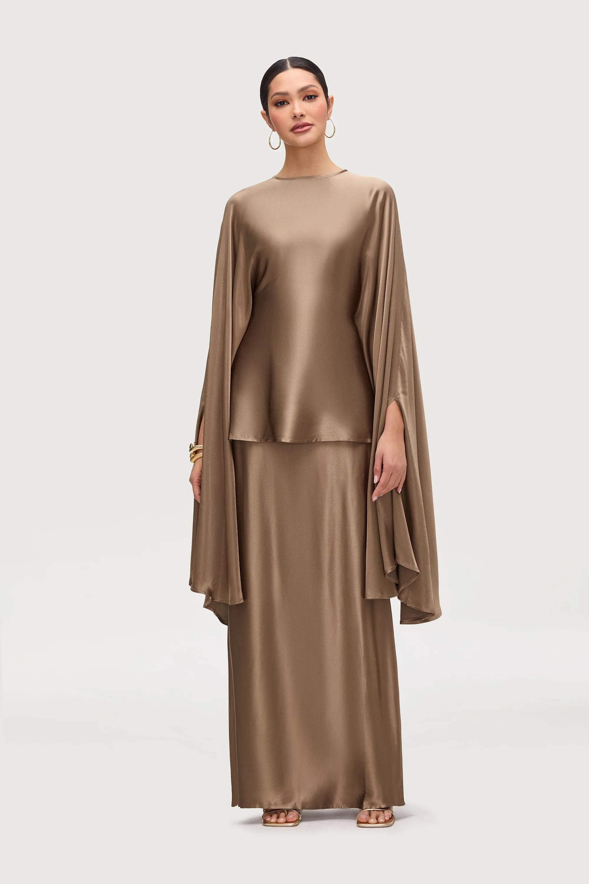Razan Silk Inner Tie Top - Desert Palm