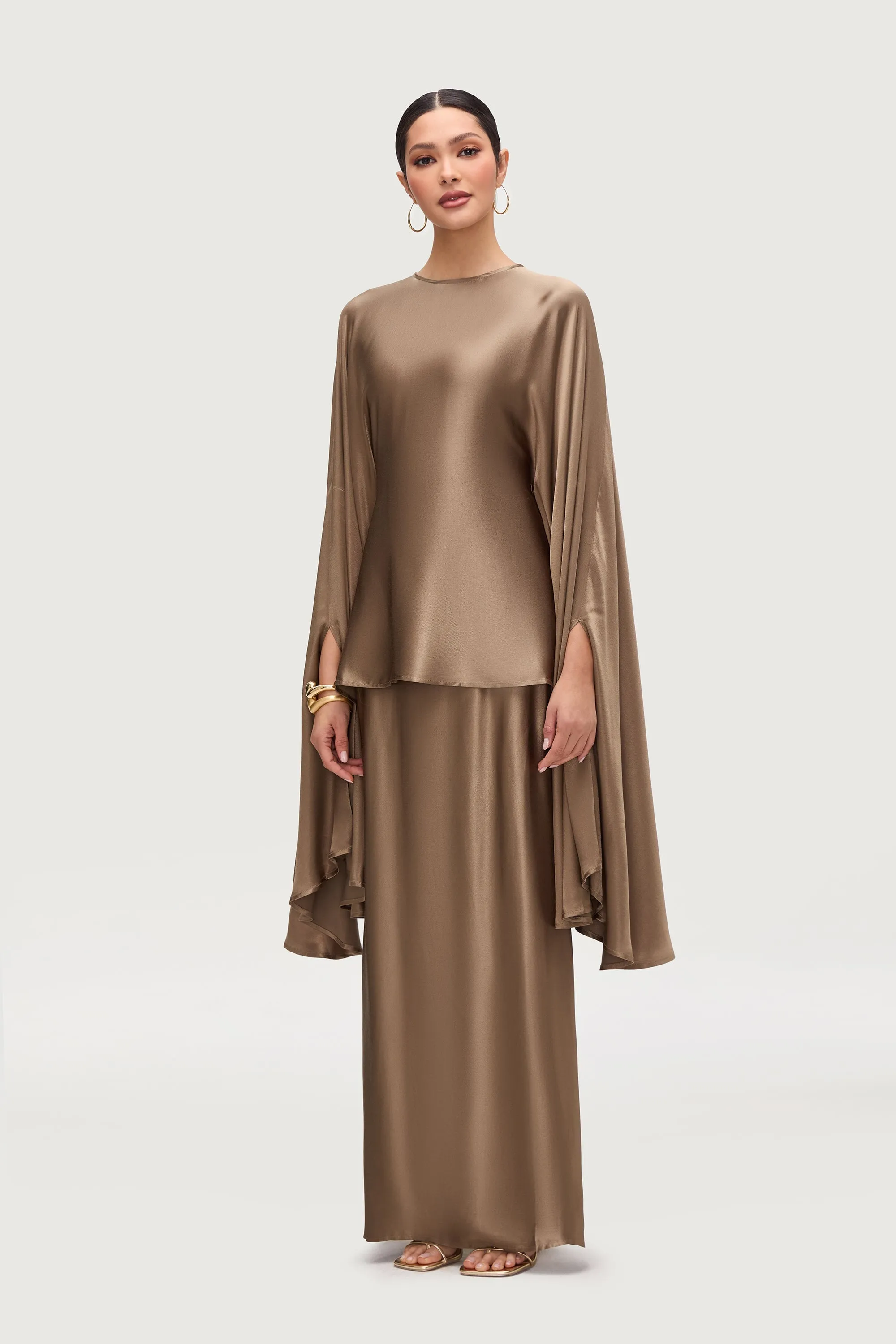 Razan Silk Inner Tie Top - Desert Palm