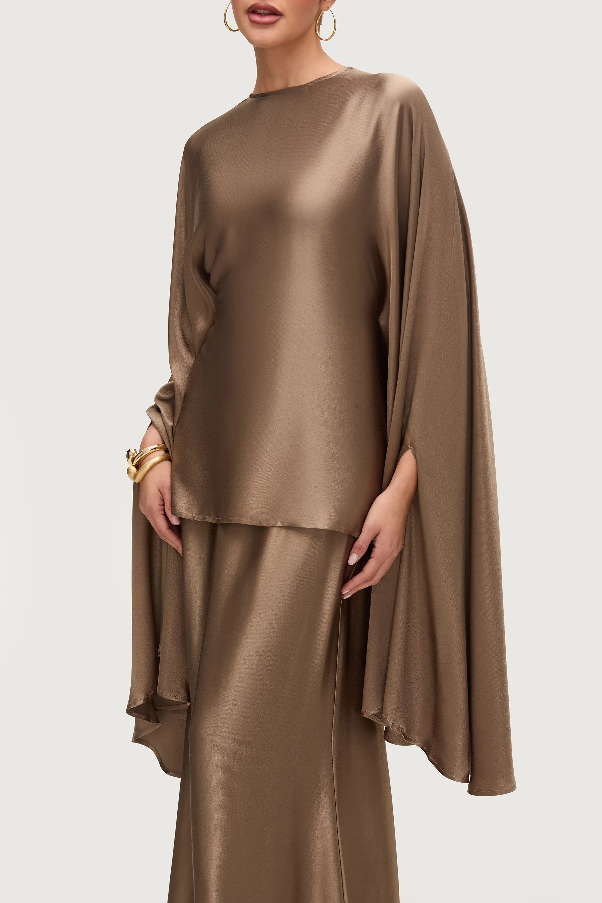 Razan Silk Inner Tie Top - Desert Palm