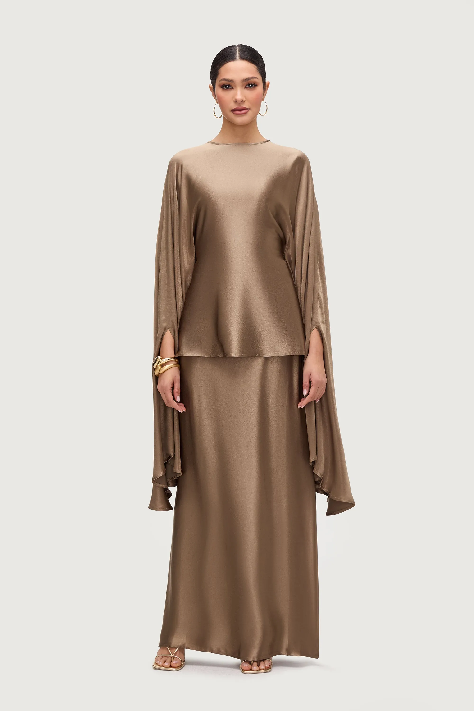Razan Silk Inner Tie Top - Desert Palm