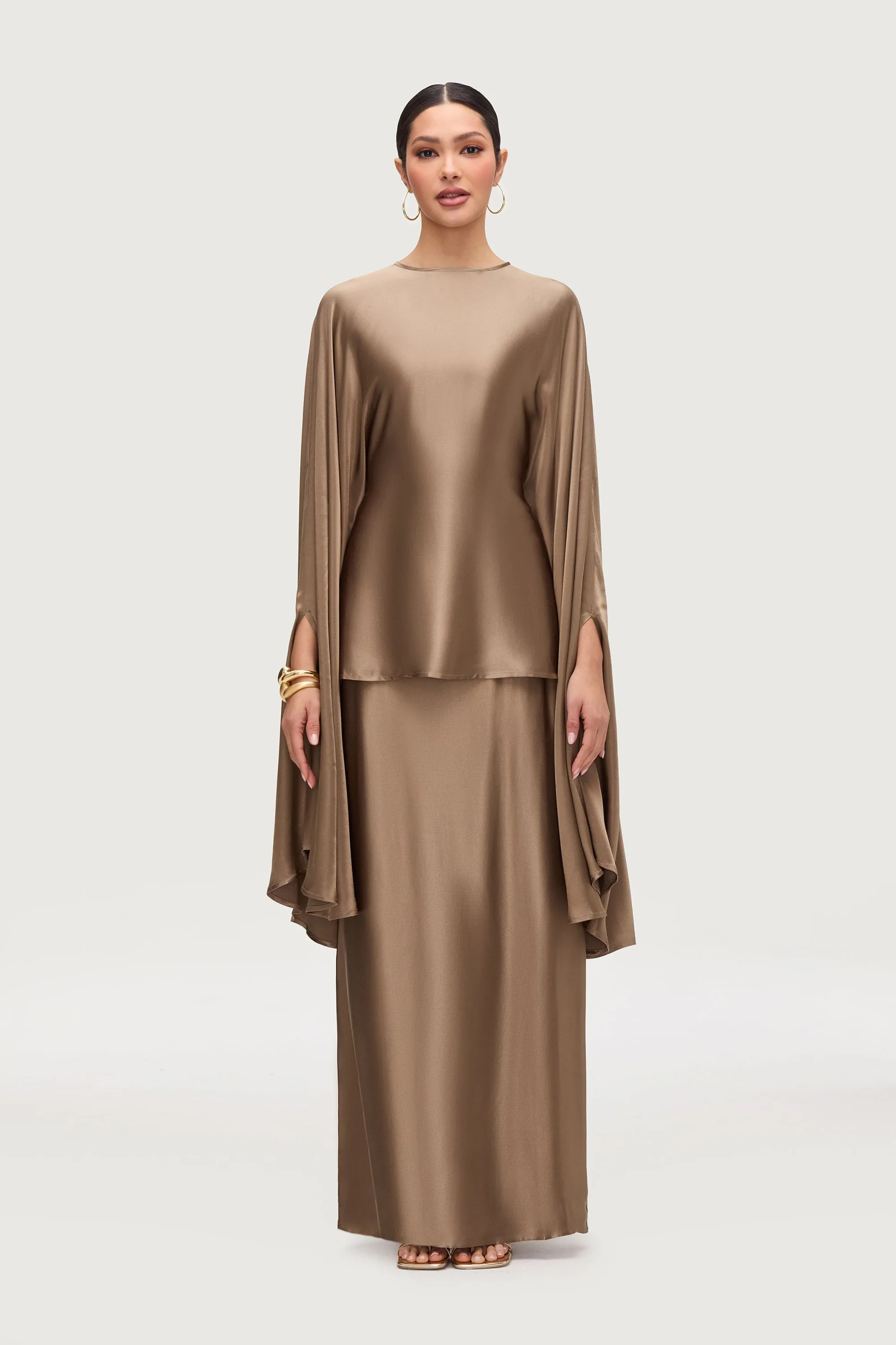 Razan Silk Inner Tie Top - Desert Palm