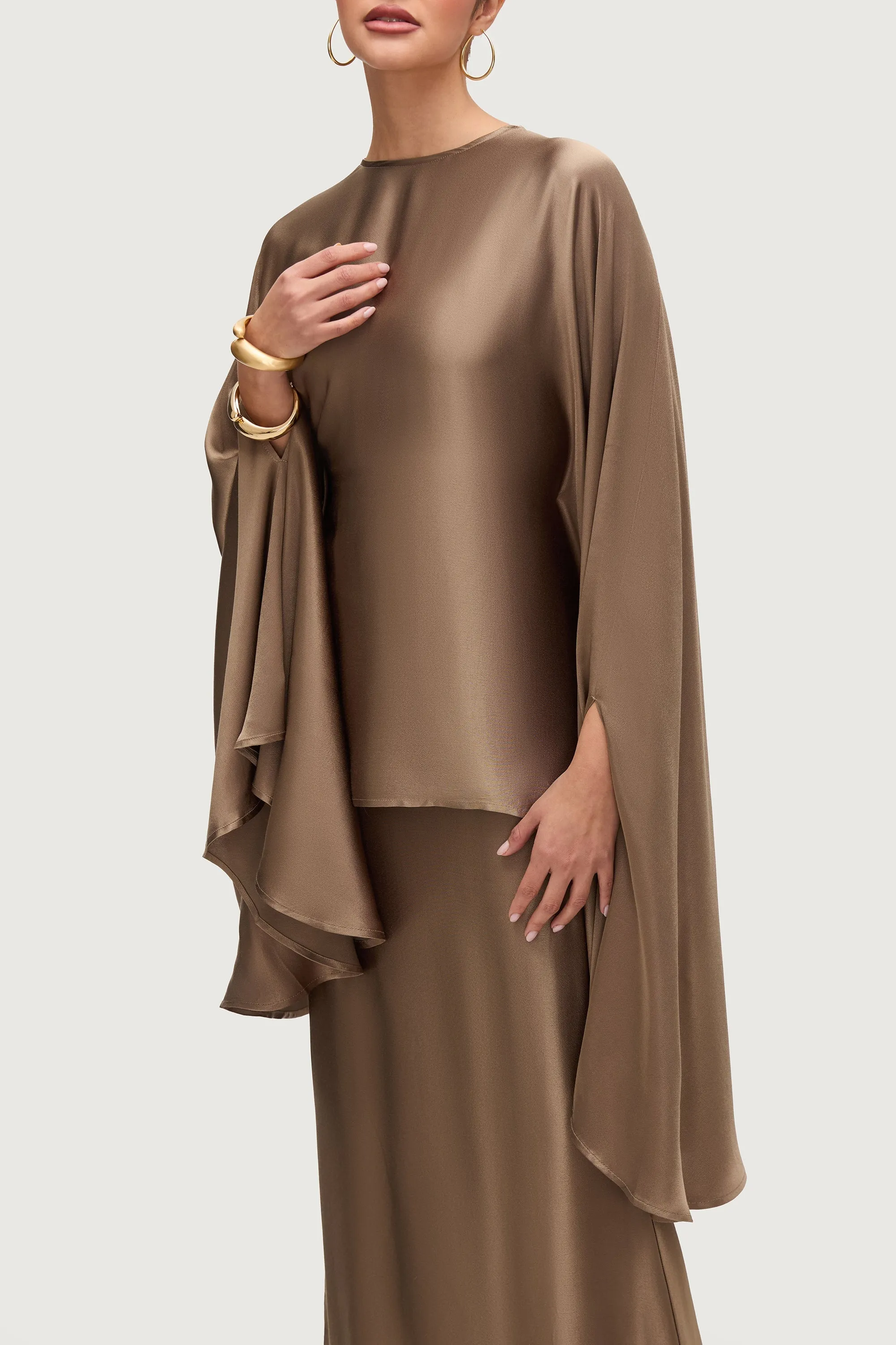 Razan Silk Inner Tie Top - Desert Palm