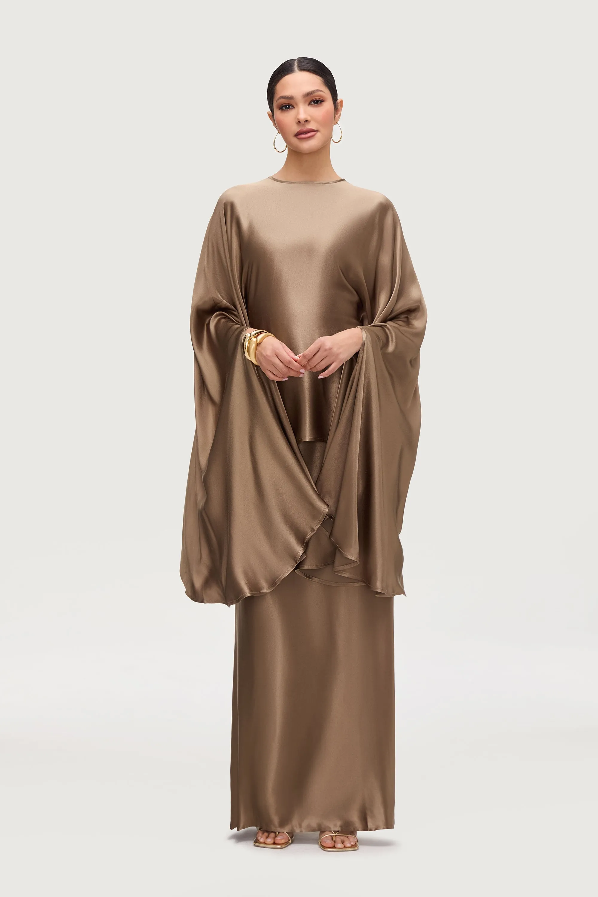 Razan Silk Inner Tie Top - Desert Palm