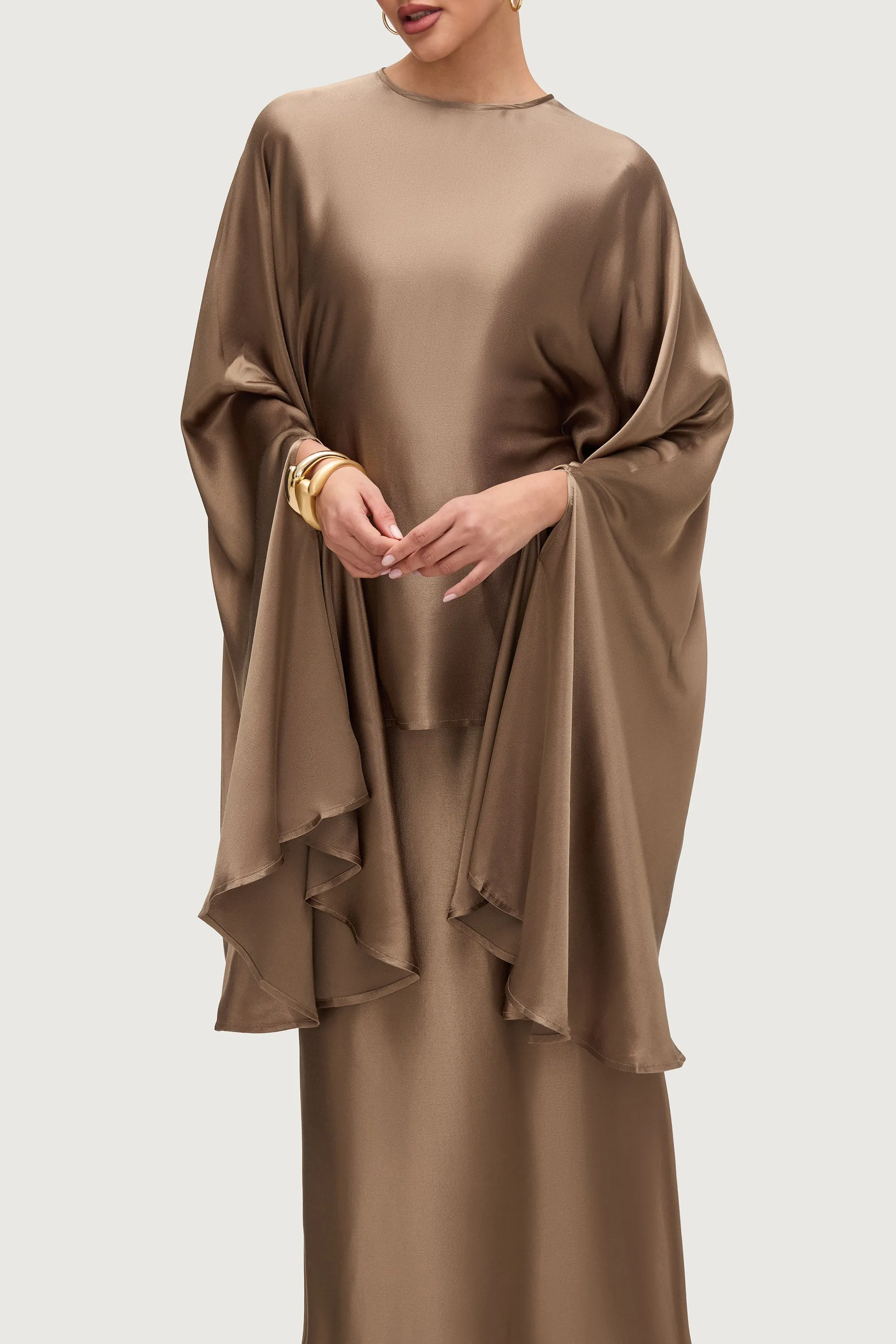 Razan Silk Inner Tie Top - Desert Palm