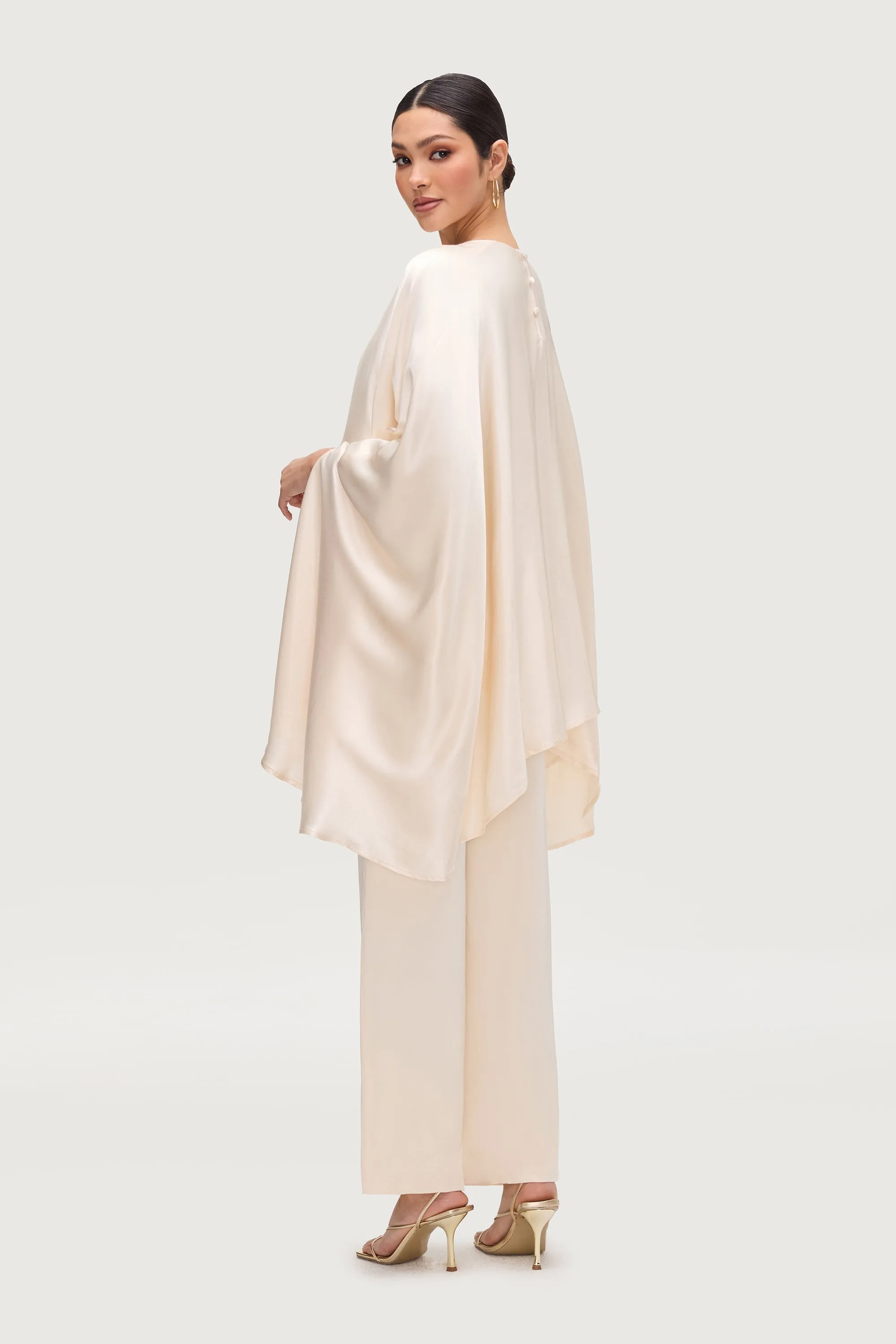 Razan Silk Inner Tie Top - Pearl