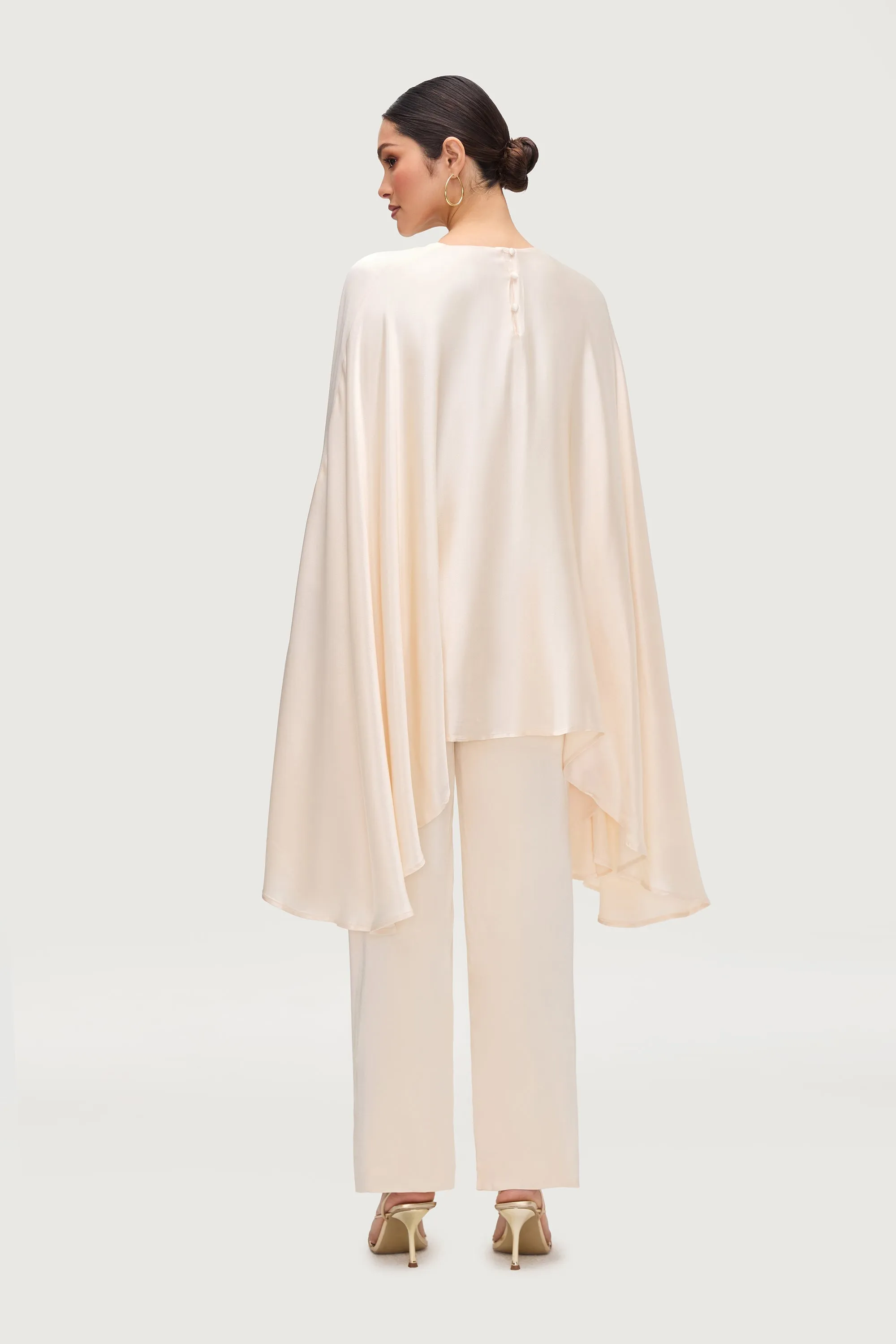 Razan Silk Inner Tie Top - Pearl