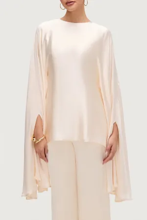 Razan Silk Inner Tie Top - Pearl