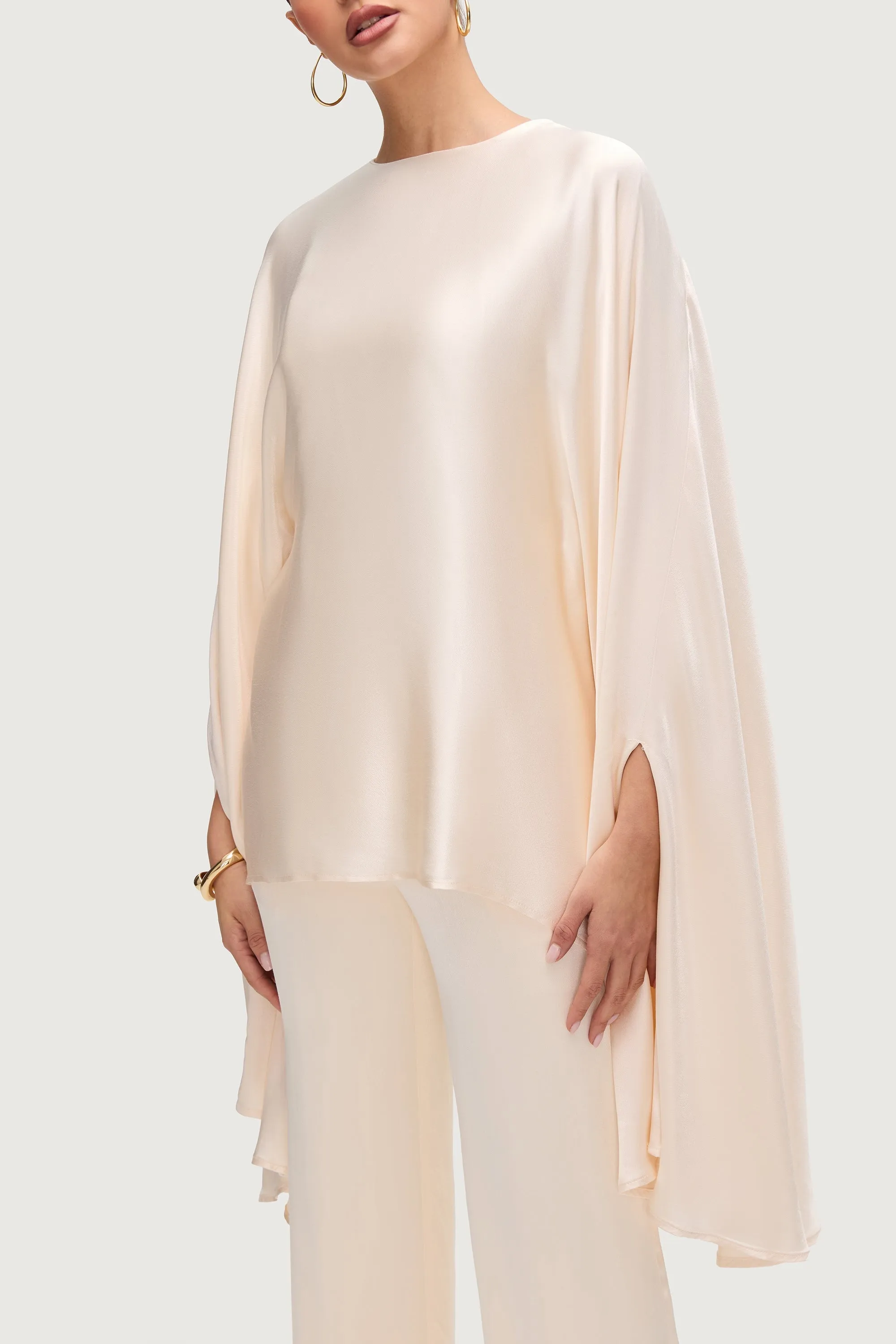 Razan Silk Inner Tie Top - Pearl