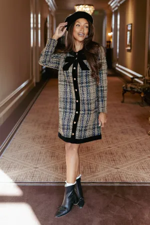 Reagan Dress in Tan Tweed - FINAL SALE