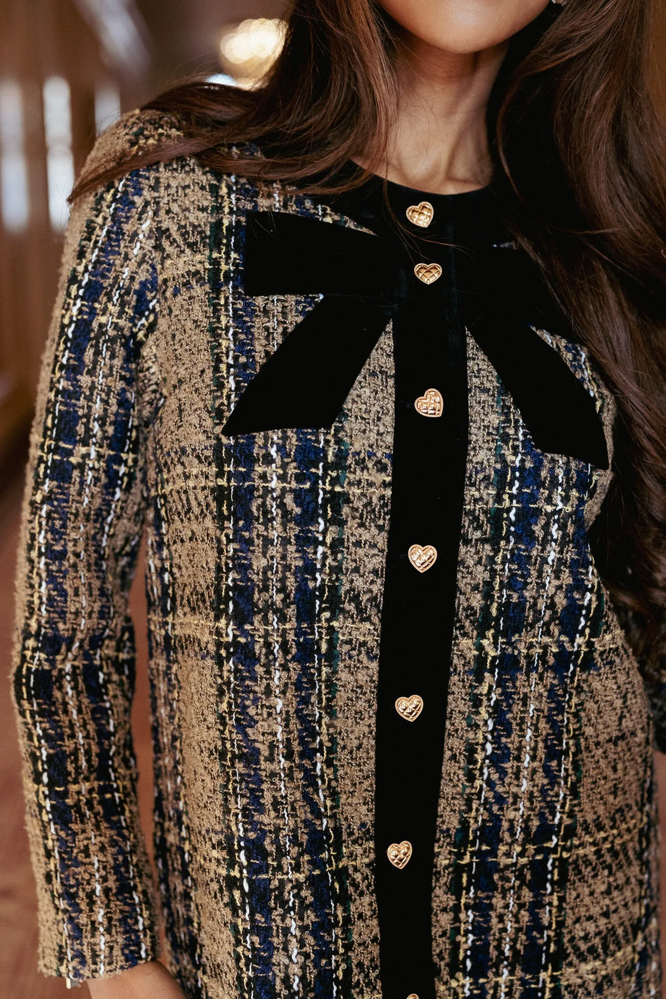 Reagan Dress in Tan Tweed - FINAL SALE